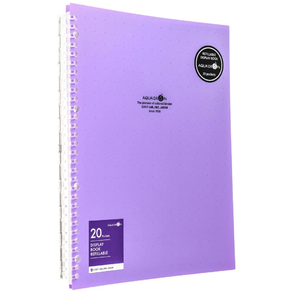 1 Aqua Drops Refillable Display Book A4 20 Pockets Vivid Purple, 1 of 4