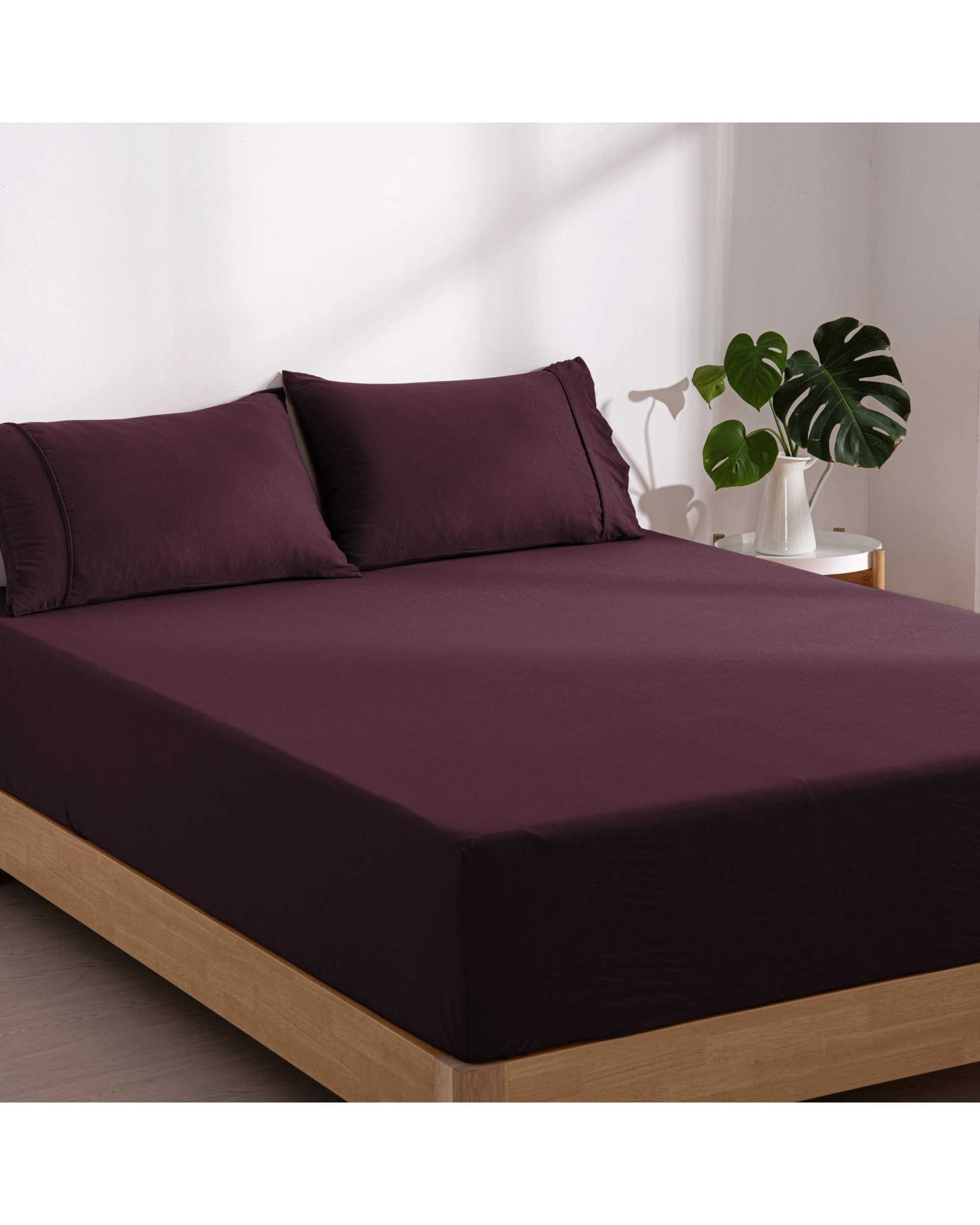 2 Dreamaker Superfine Washed Microfibre Combo Fitted Sheet Set - Super King Bed - Cherry, 2 of 10