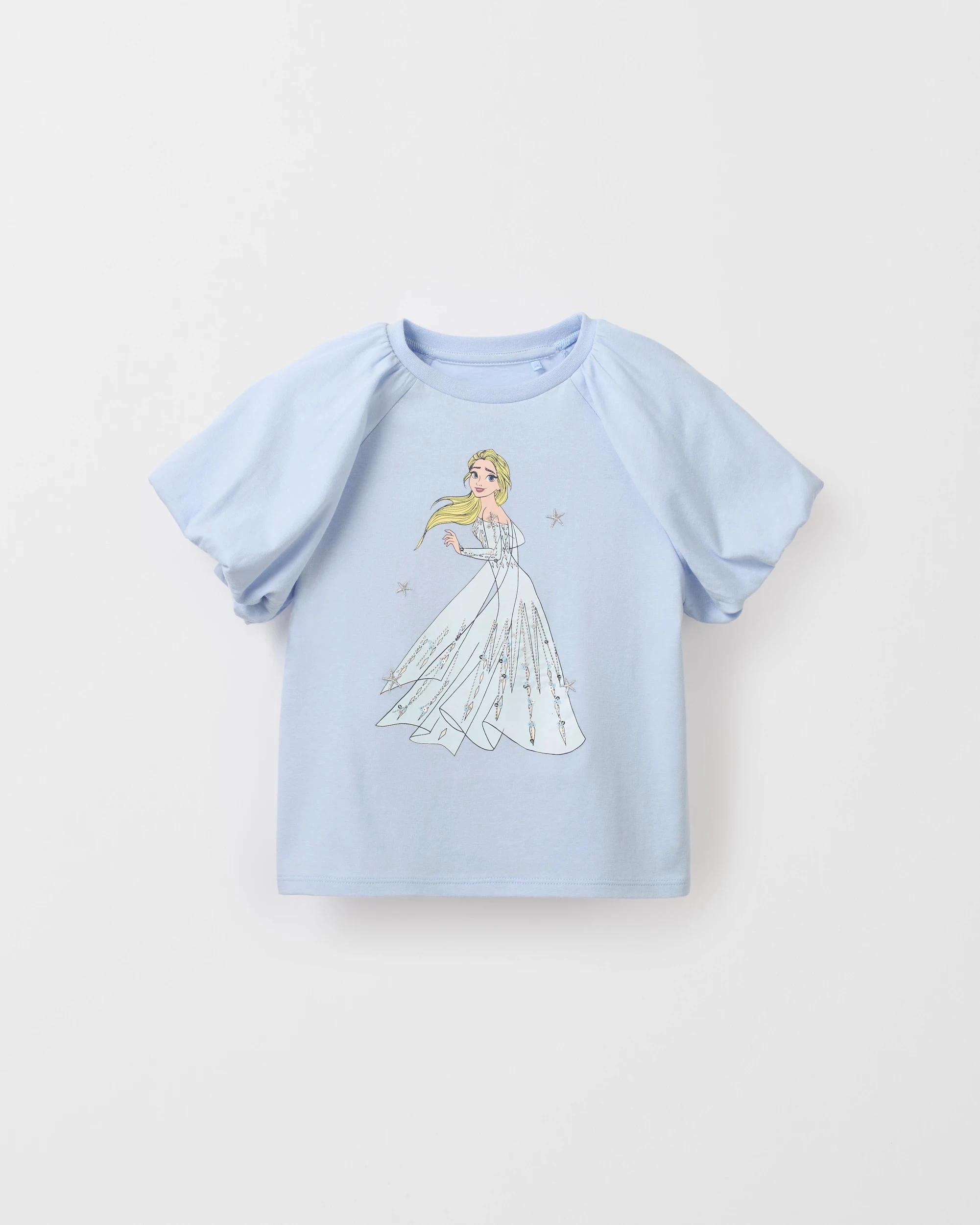 1 Disney Frozen Australian Cotton Puff Sleeve T-Shirt BLUE, 1 of 2