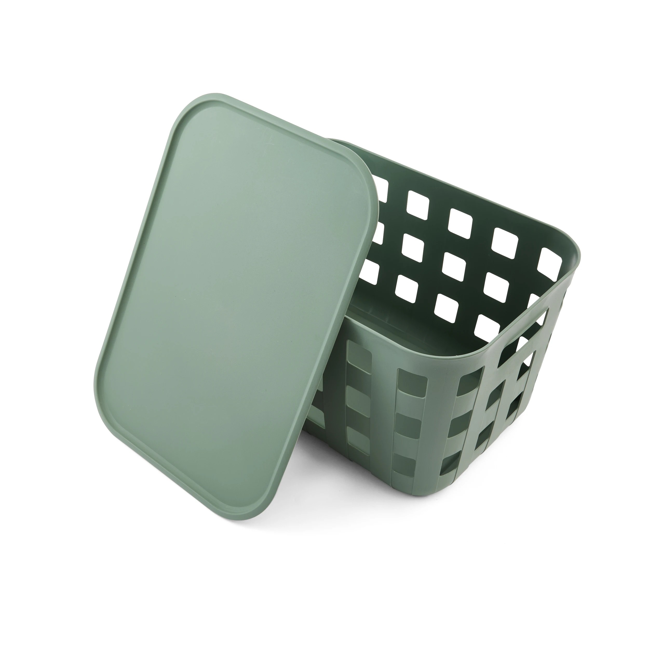 5 18L Rectangle Trellis Basket with Lid - Green, 5 of 9