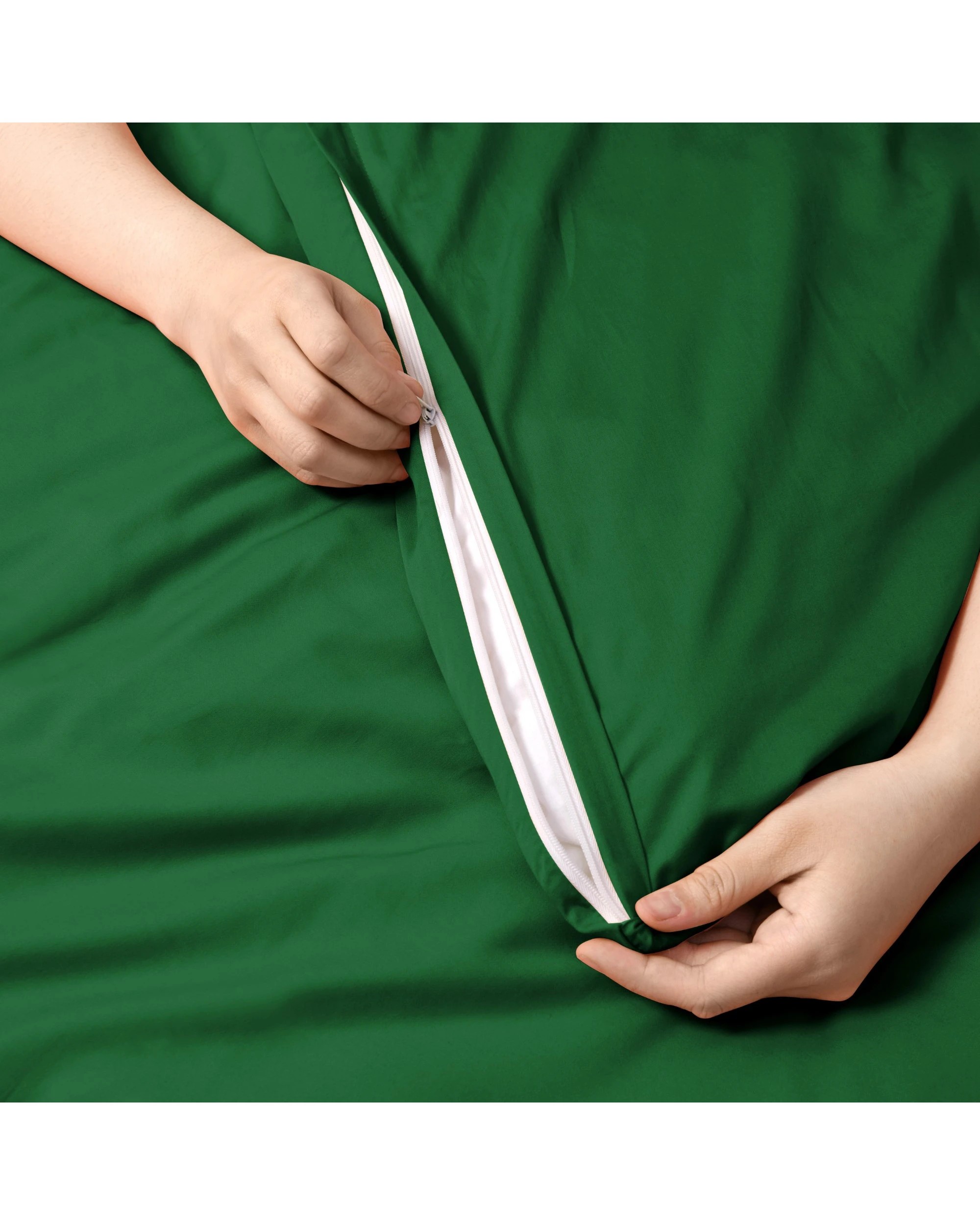 3 Serene 400TC Bamboo Cotton Sateen Quilt Cover Set - Single Bed - Eden Green, 3 of 4