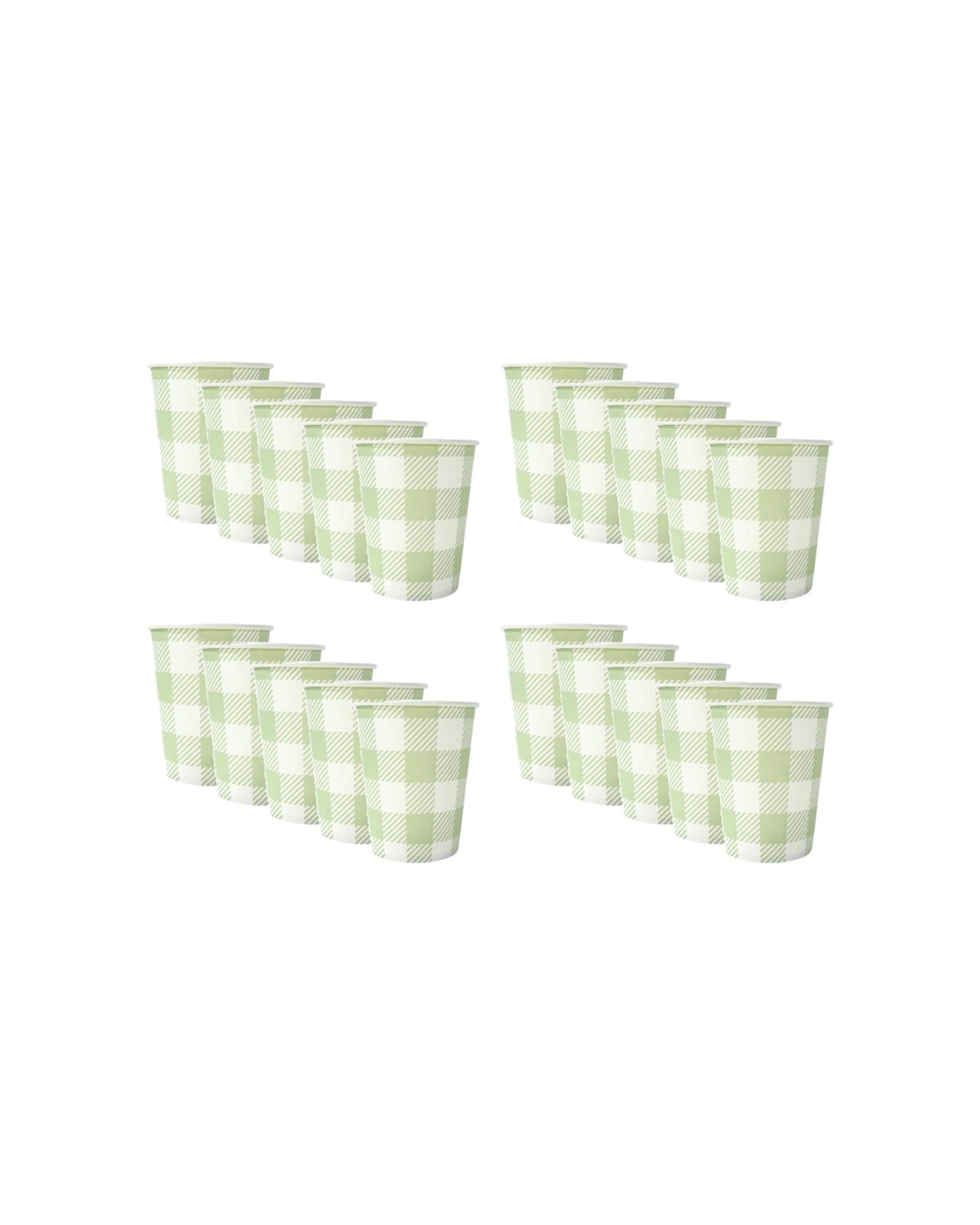 1 Party Maker 20pc Gingham 9oz Disposable Paper Cups 266mL - Green, 1 of 2