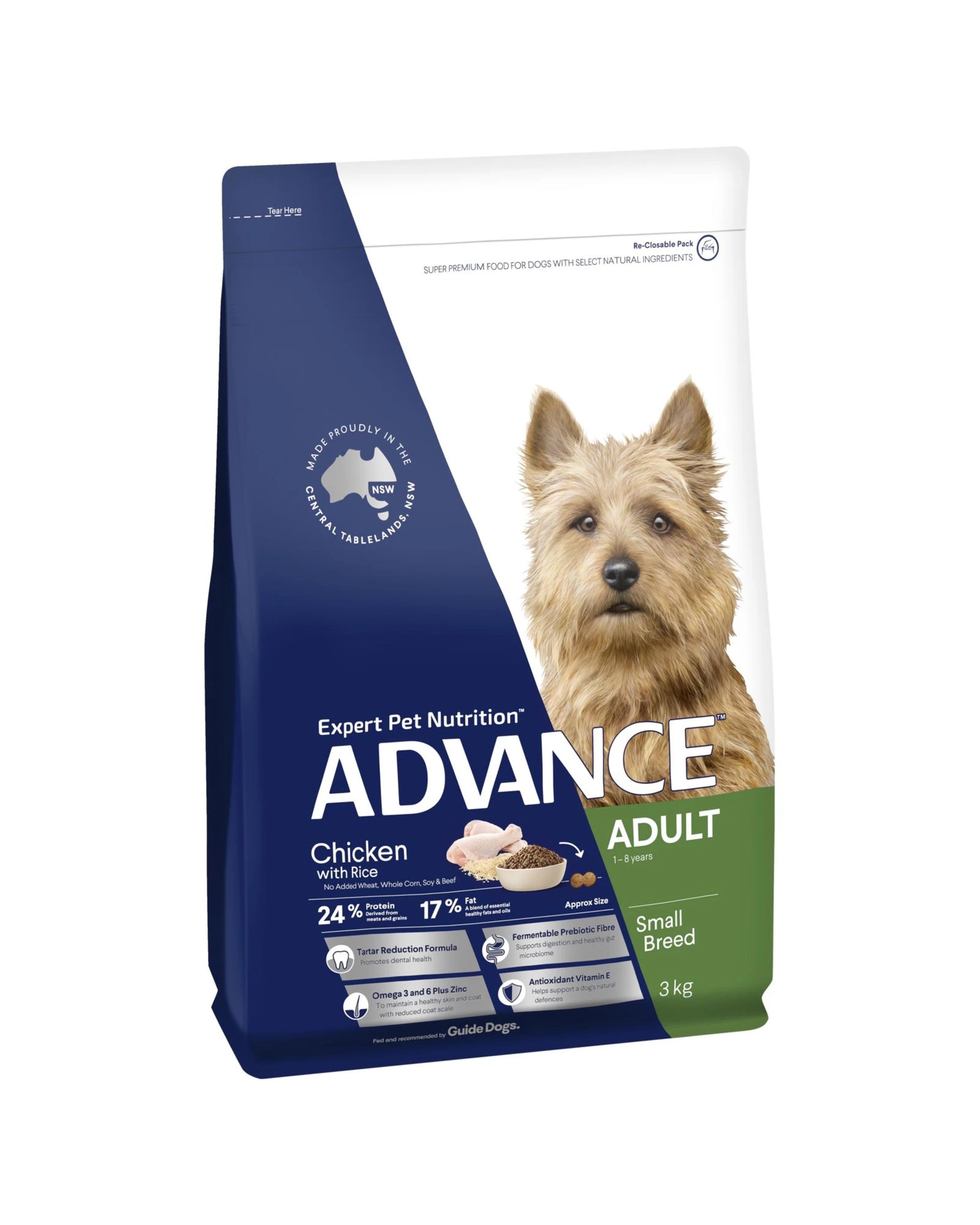 1 Advance Adult Toy/Small Breed Dry Dog Food Chicken w/ Rice 3kg, 1 of 3