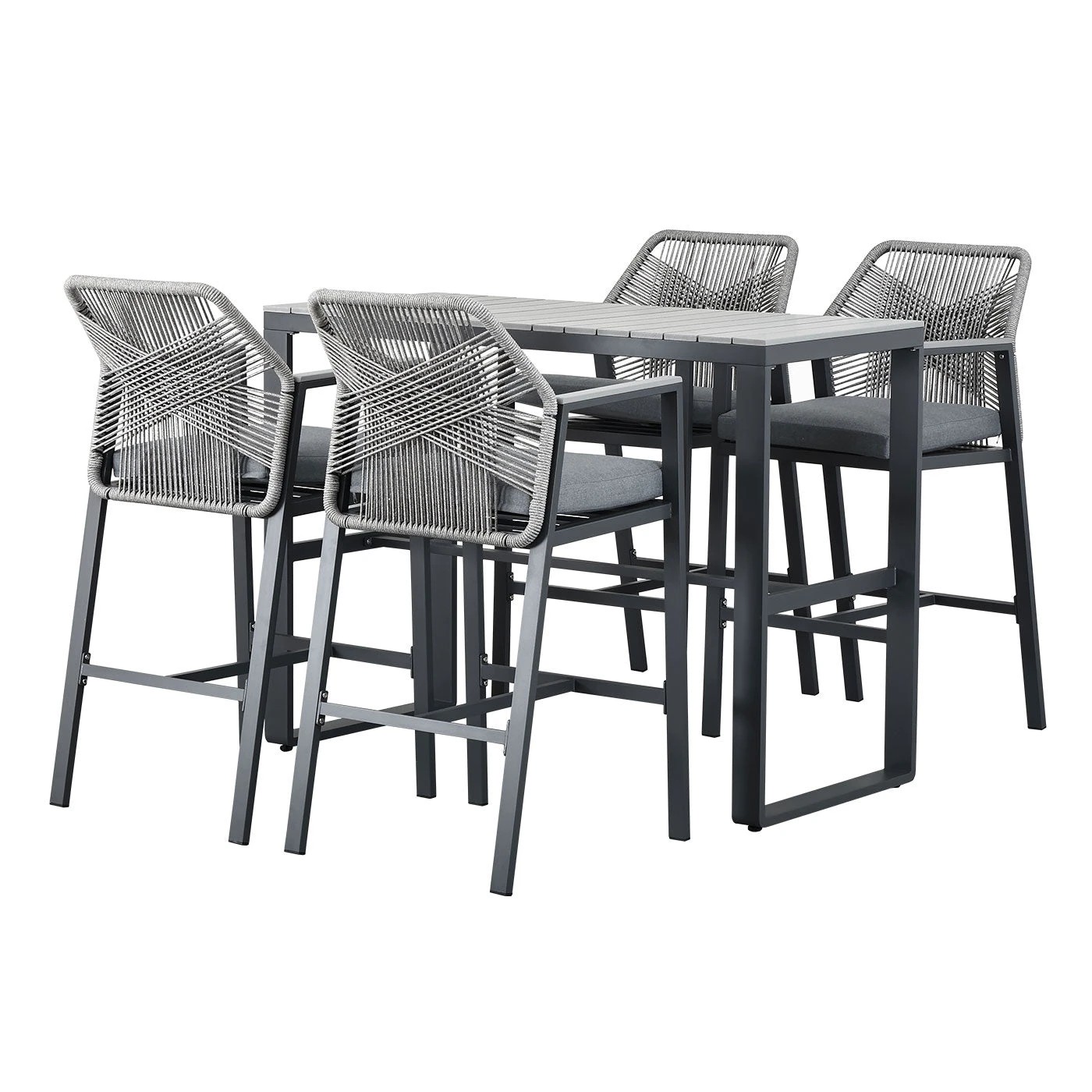 3 Moda Living Brighton Aluminium 5-Piece Outdoor Bar Table and Stool Set - Charcoal, 3 of 9
