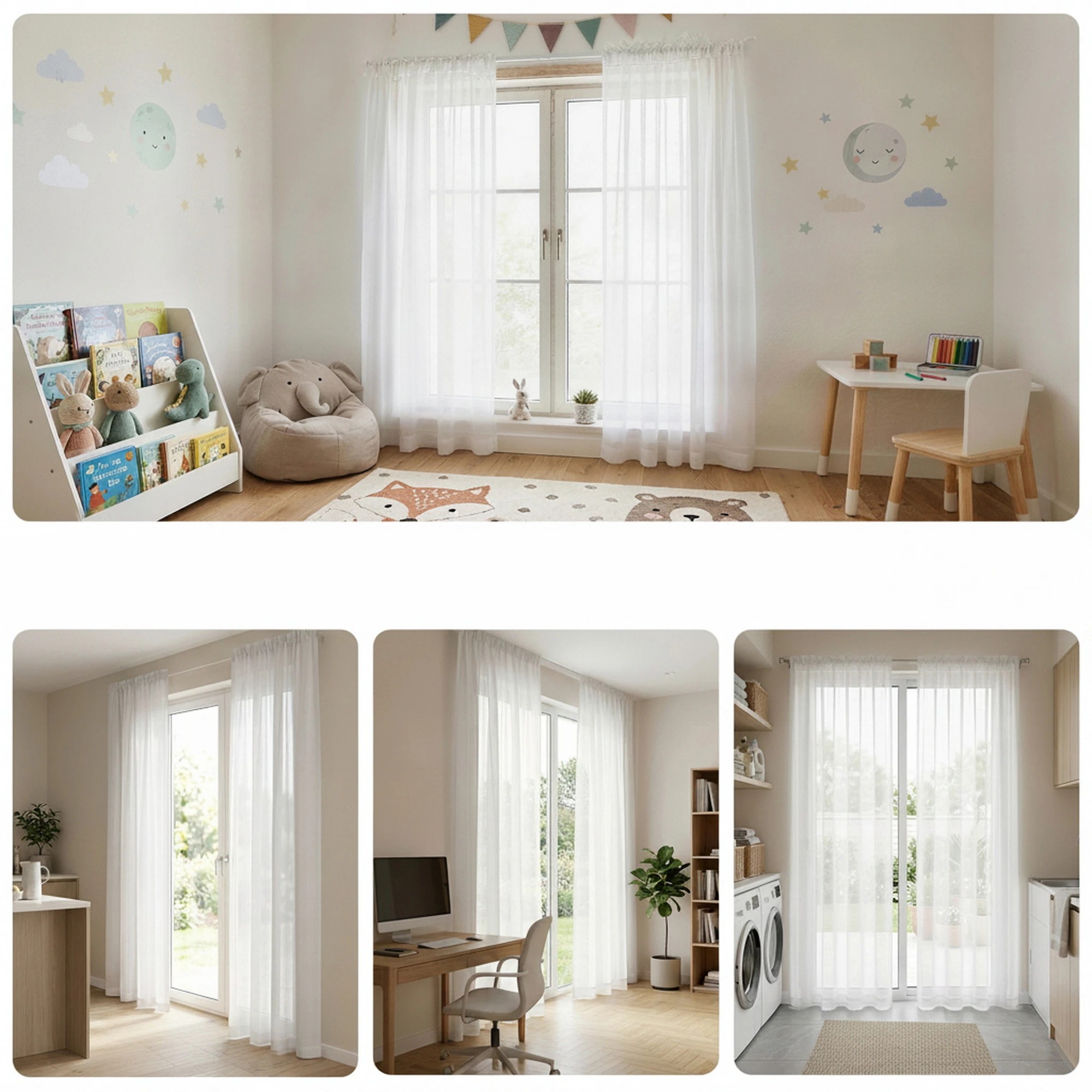 6 Artiss Blockout Curtains 2X 132x213cm Light Filtering Window Drapes Rod - White, 6 of 10