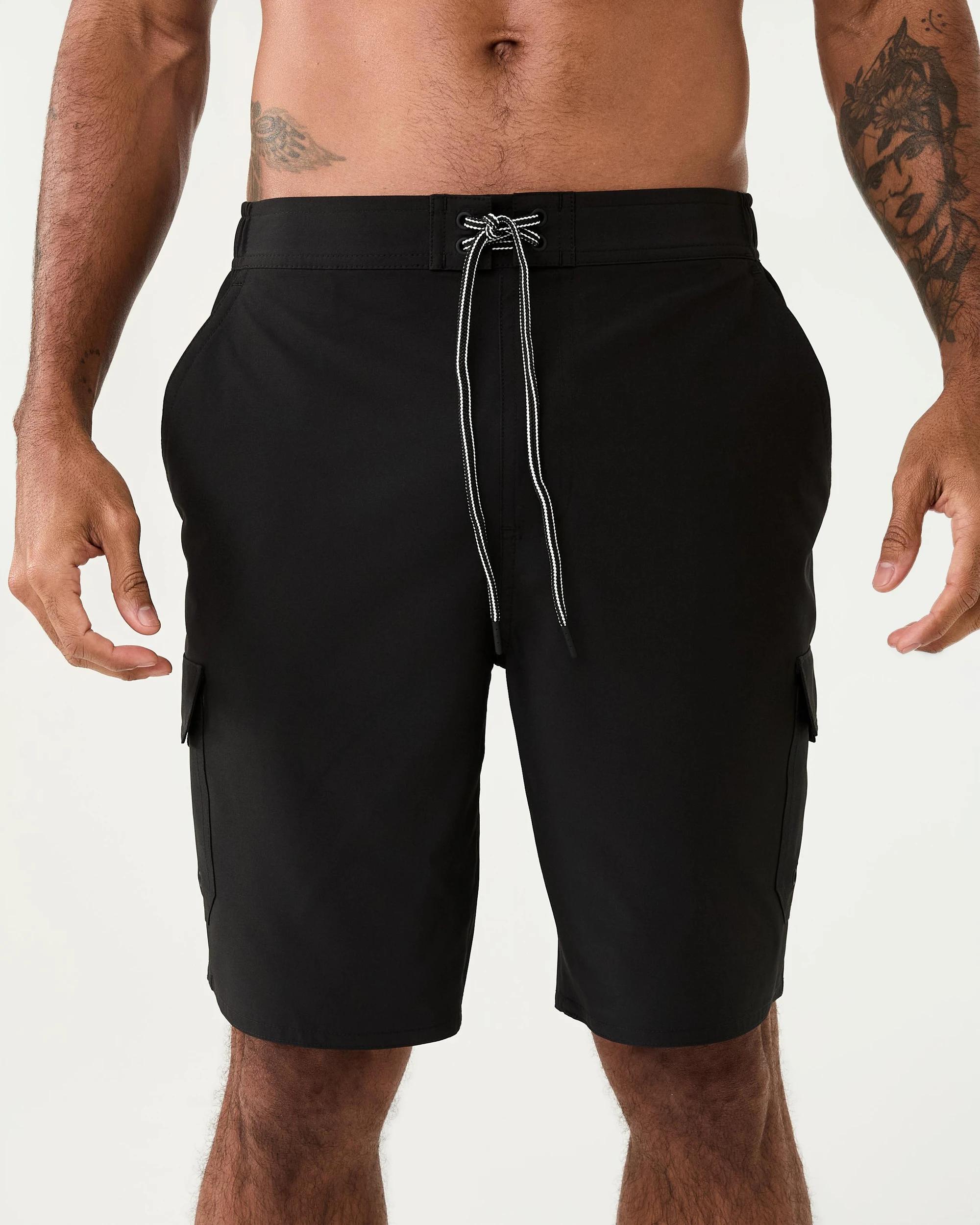 1 Stretch Cargo Swim Shorts Black, 1 of 8