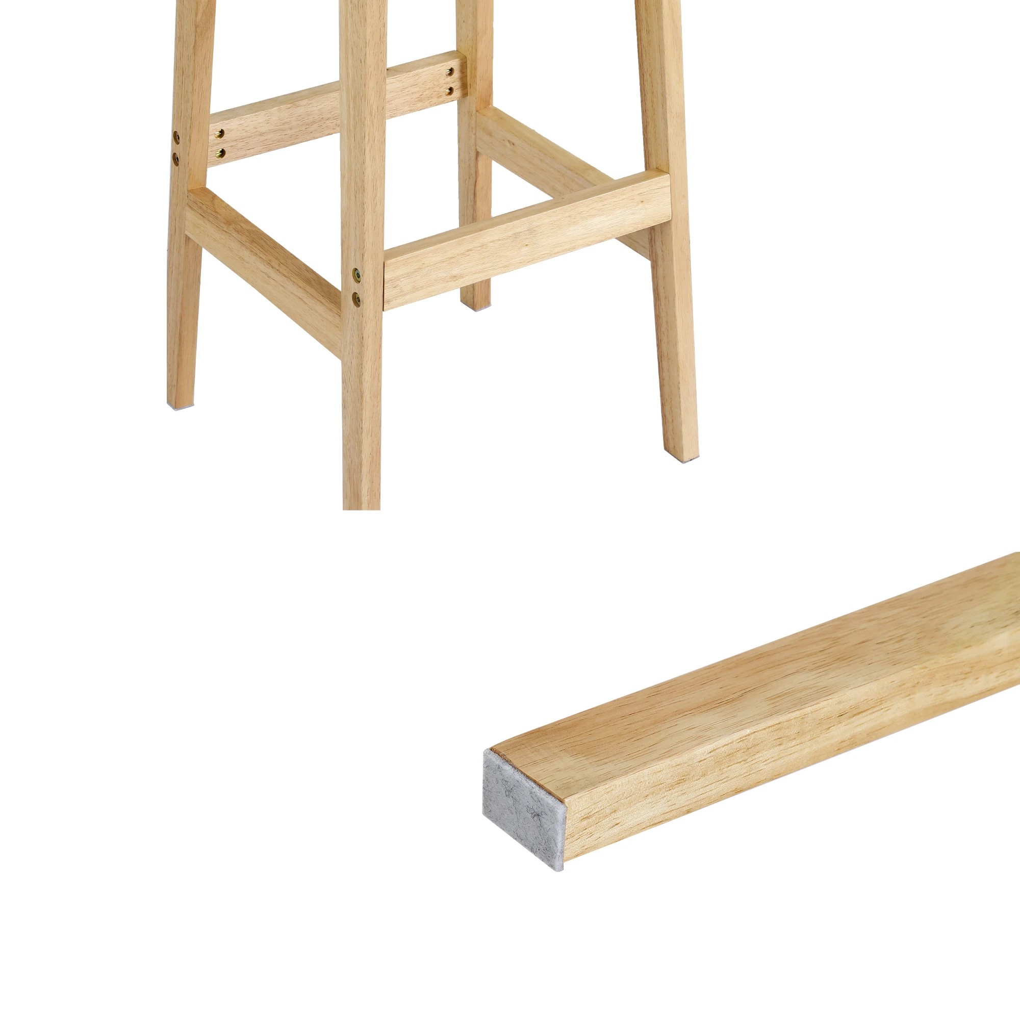 6 Artiss Bar Table and Stools Set Dining Desk Solid Wood Rattan Kitchen Chairs Cafe Pub - Natural, 6 of 9