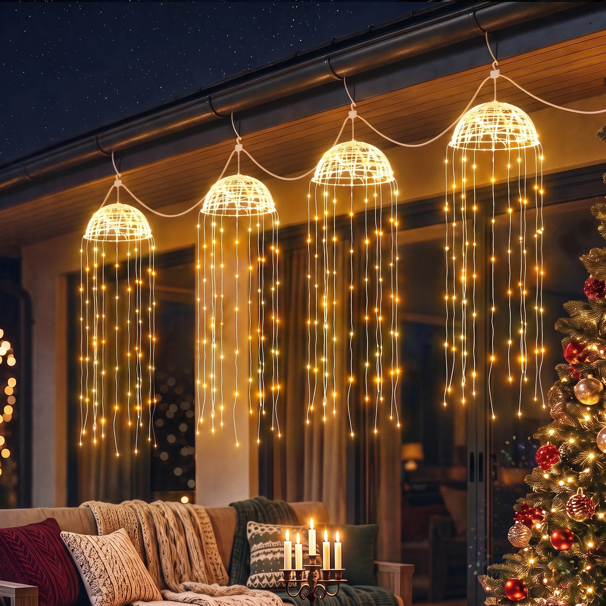 8 Jingle Jollys Christmas Lights Solar Jellyfish 4Pcs Garden Decorative Warm - White, 8 of 8