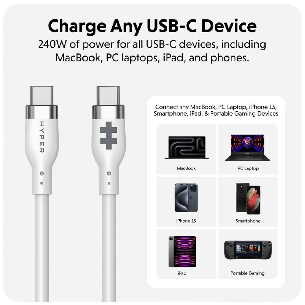 6 HyperJuice USB-C Cable 240W 1m White, 6 of 7