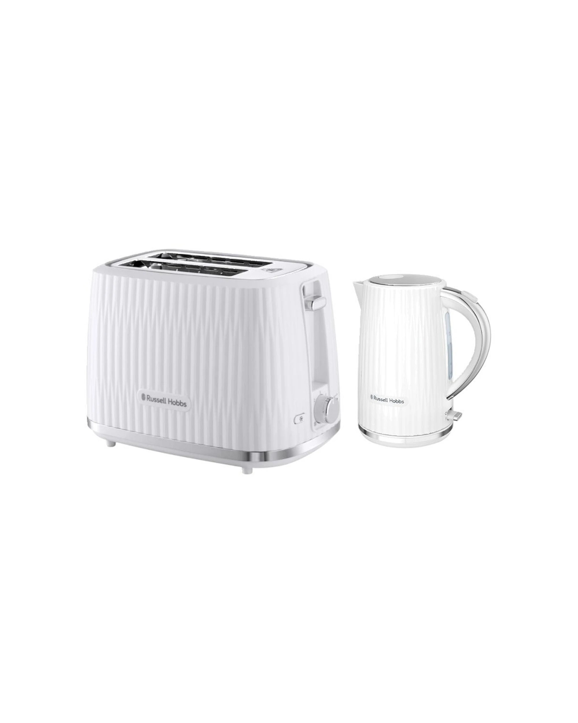 1 Russell Hobbs Eden Kettle & 2 Slice Bread Toaster 2400W Rapid Boil - White, 1 of 1