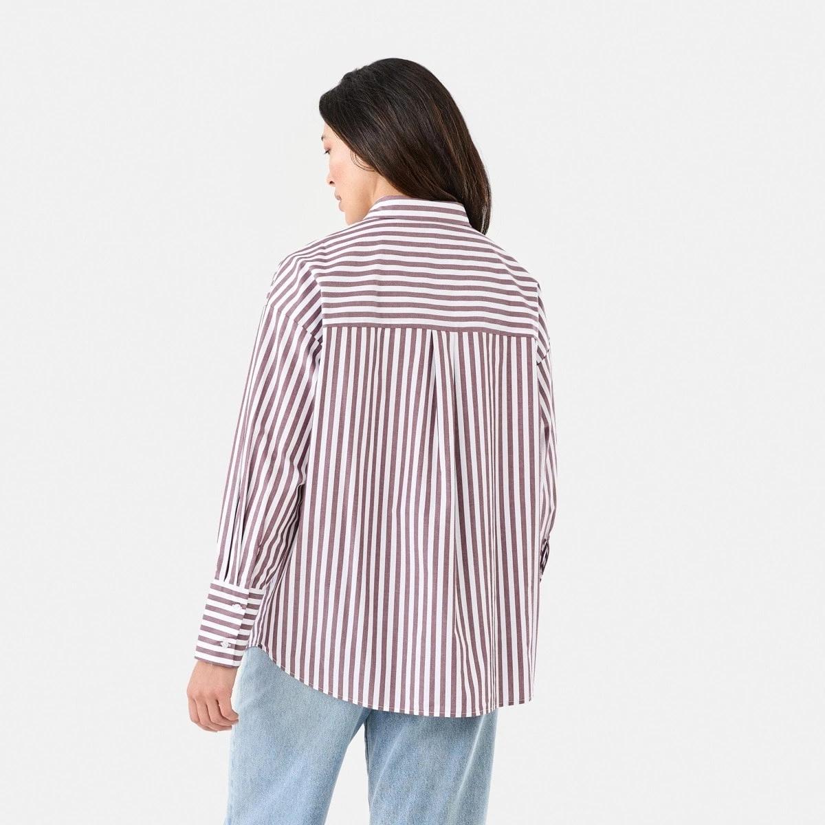4 Long Sleeve Oversized Cotton Shirt Deep Strpe, 4 of 8