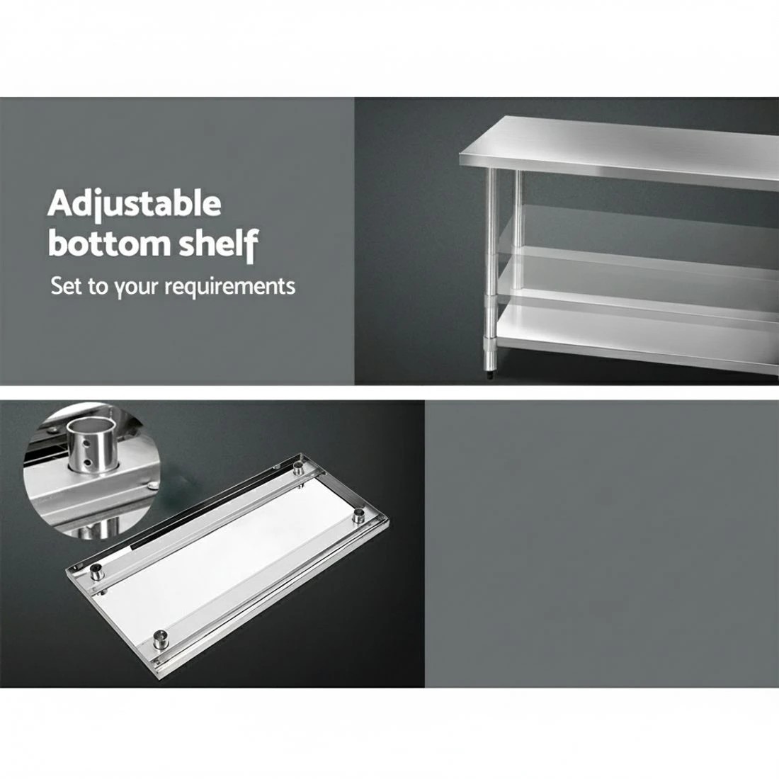 3 Cefito 1524x610mm Stainless Steel Kitchen Bench - Silver, 3 of 6