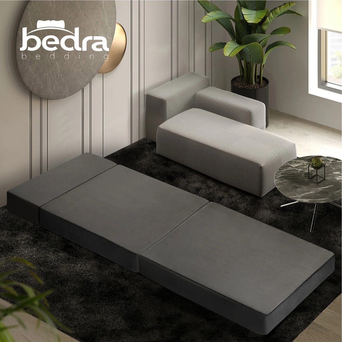 4 Bedra Foldable Foam Mattress Sofa Bed Portable Camping Folding Floor Bed Single
 - Grey, 4 of 10