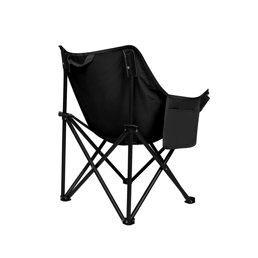 2 Levede Portable Foldable Camping Chair in Black Colour, 2 of 6
