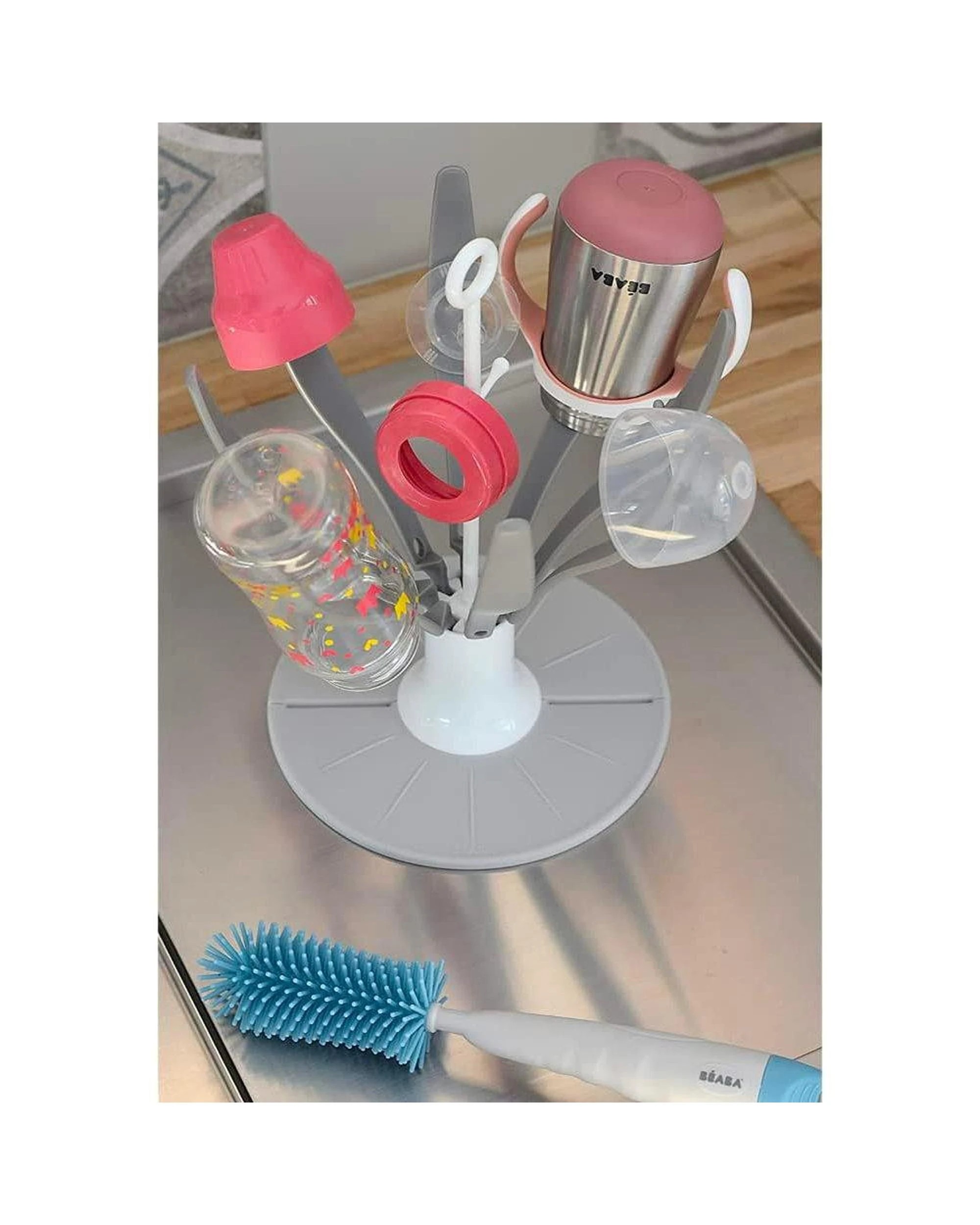 5 Beaba Flower Foldable Draining Rack Grey  Bottles Feeding Cups, 5 of 5
