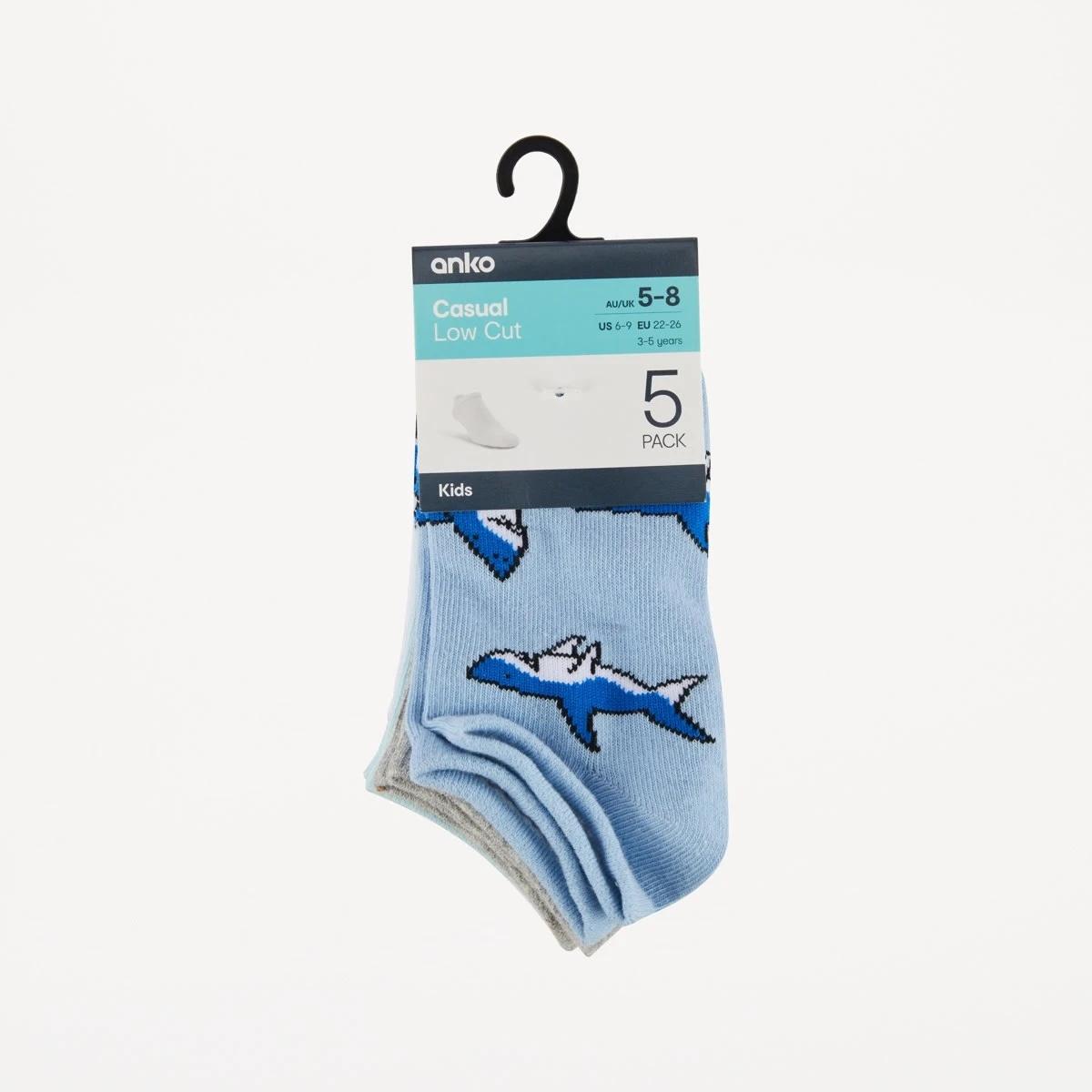 3 5 Pack Low Cut Socks BLUE SHARKS, 3 of 3