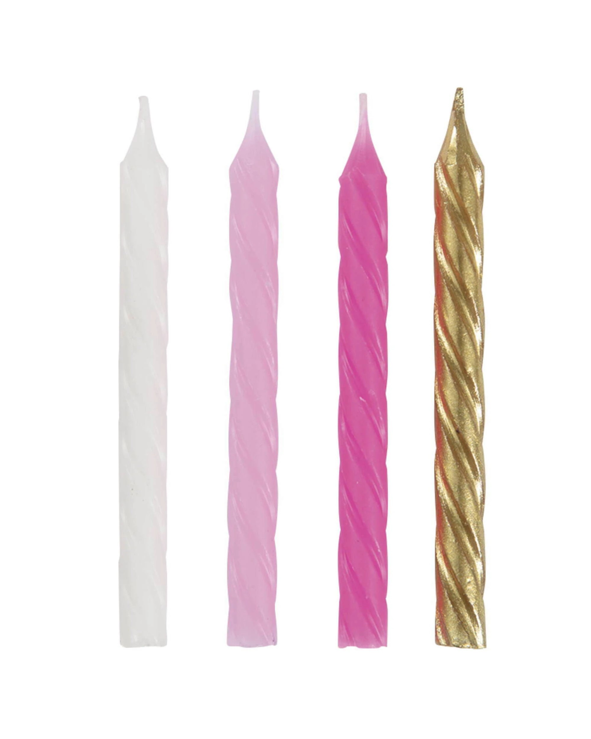 2 Unique Pink White and Gold Spiral Candles Pack of 24 - Pink, 2 of 2