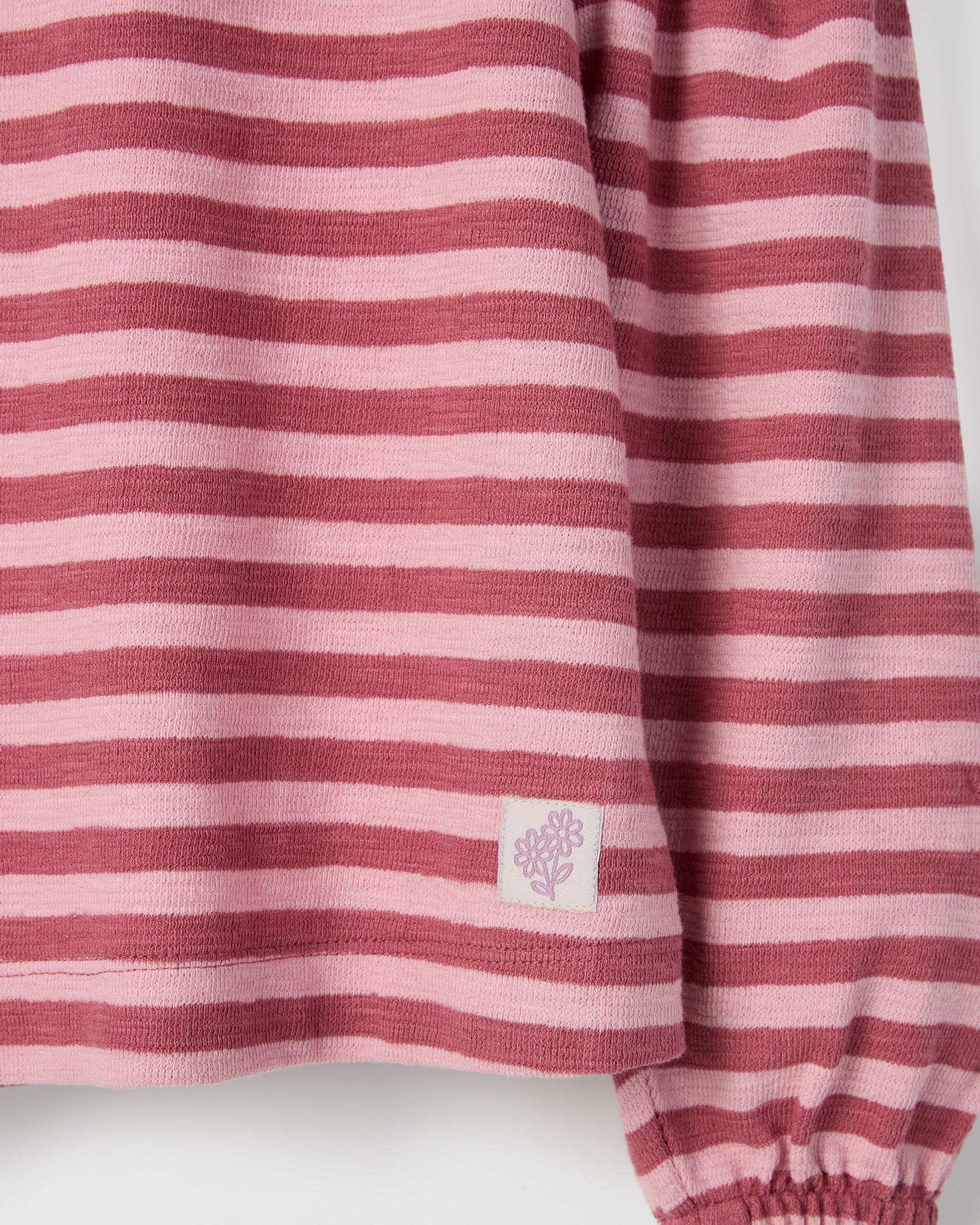 5 Target Kids Australian Cotton Jersey Long Balloon Sleeve Striped T-Shirt DUSTY PINK, 5 of 6