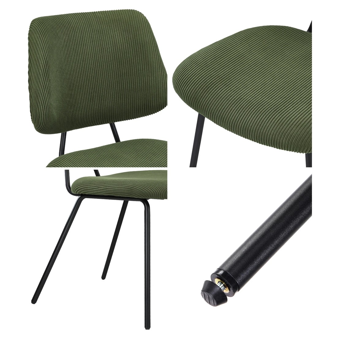 4 Oikiture 2x Dining Chair Vintage Retro Polyester Kitchen Padded Lounge
 - Green, 4 of 10