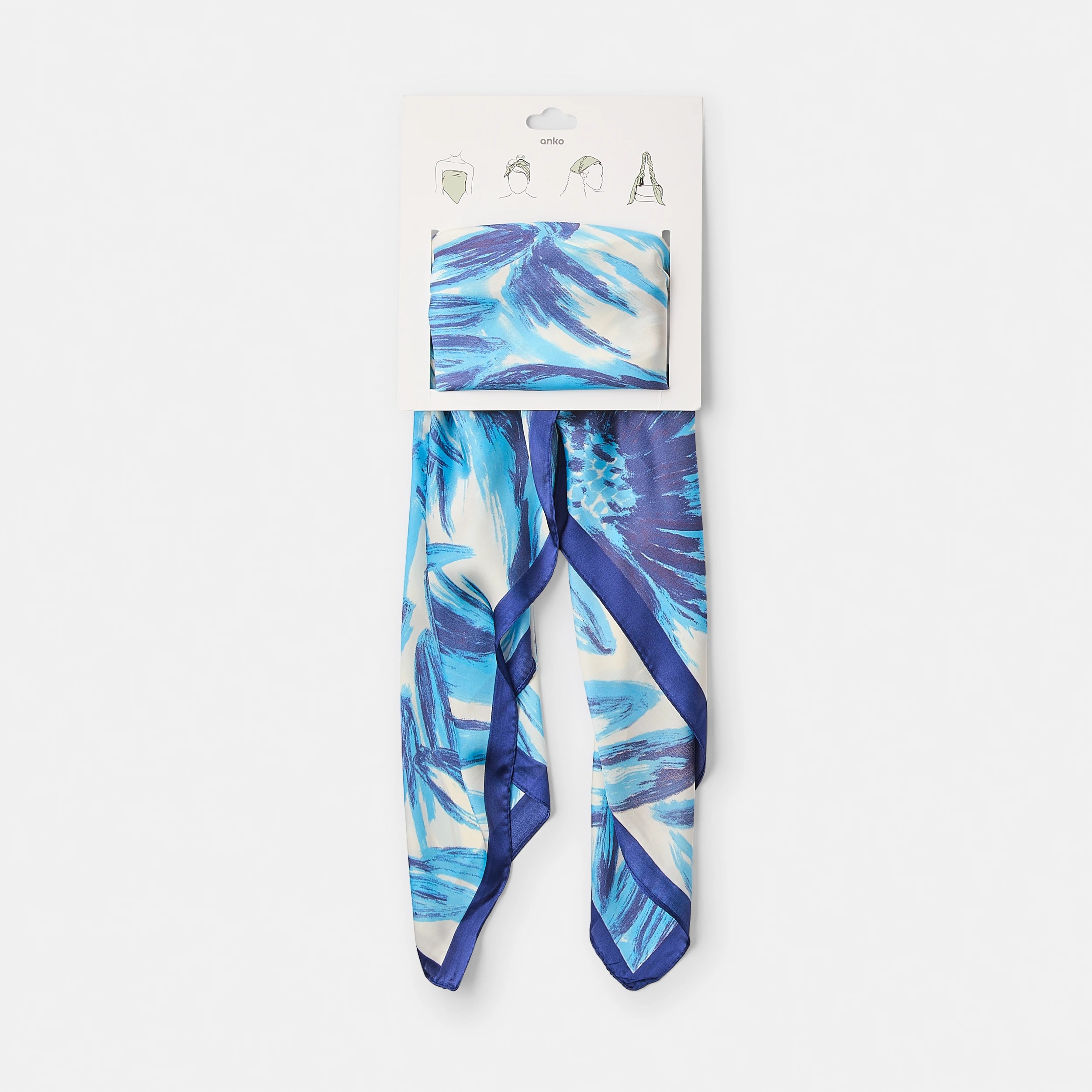 5 Floral Hair Scarf - Navy, 5 of 5