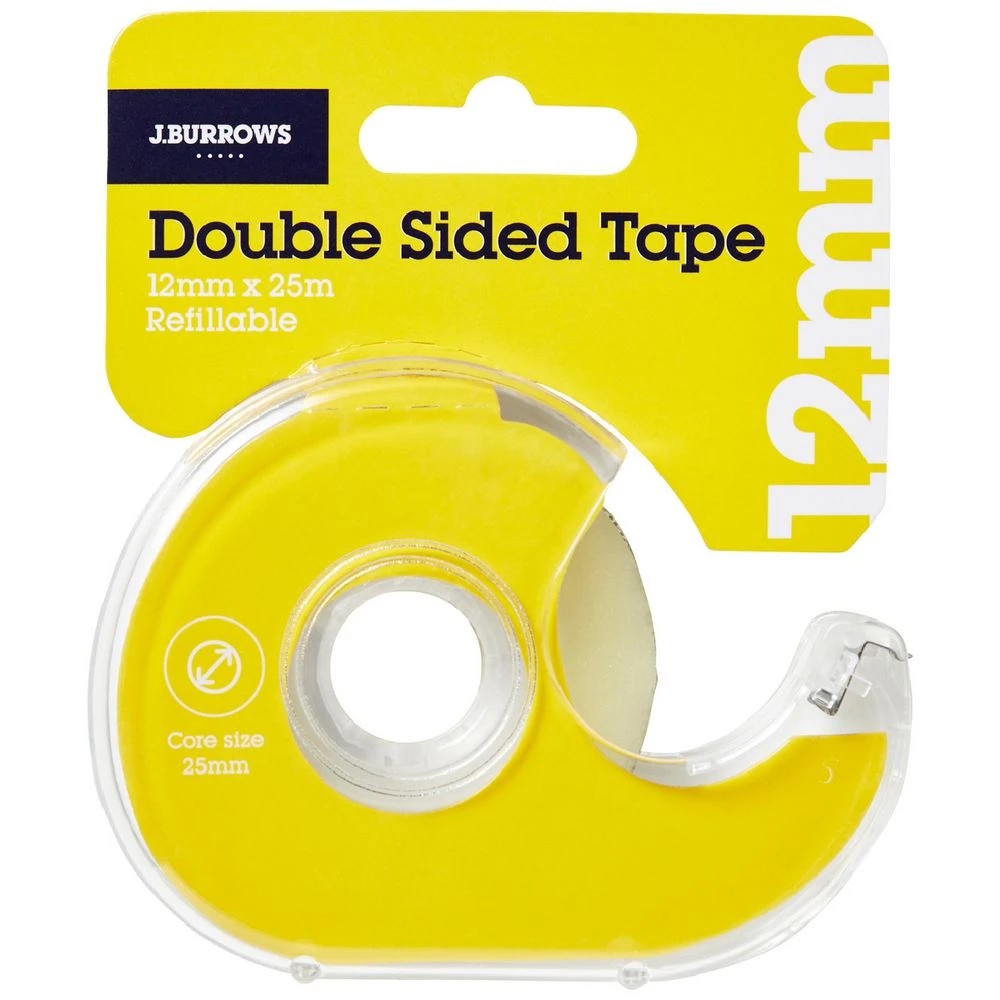 1 J.Burrows Double-sided Tape with Dispenser 12mm x 25m, 1 of 4
