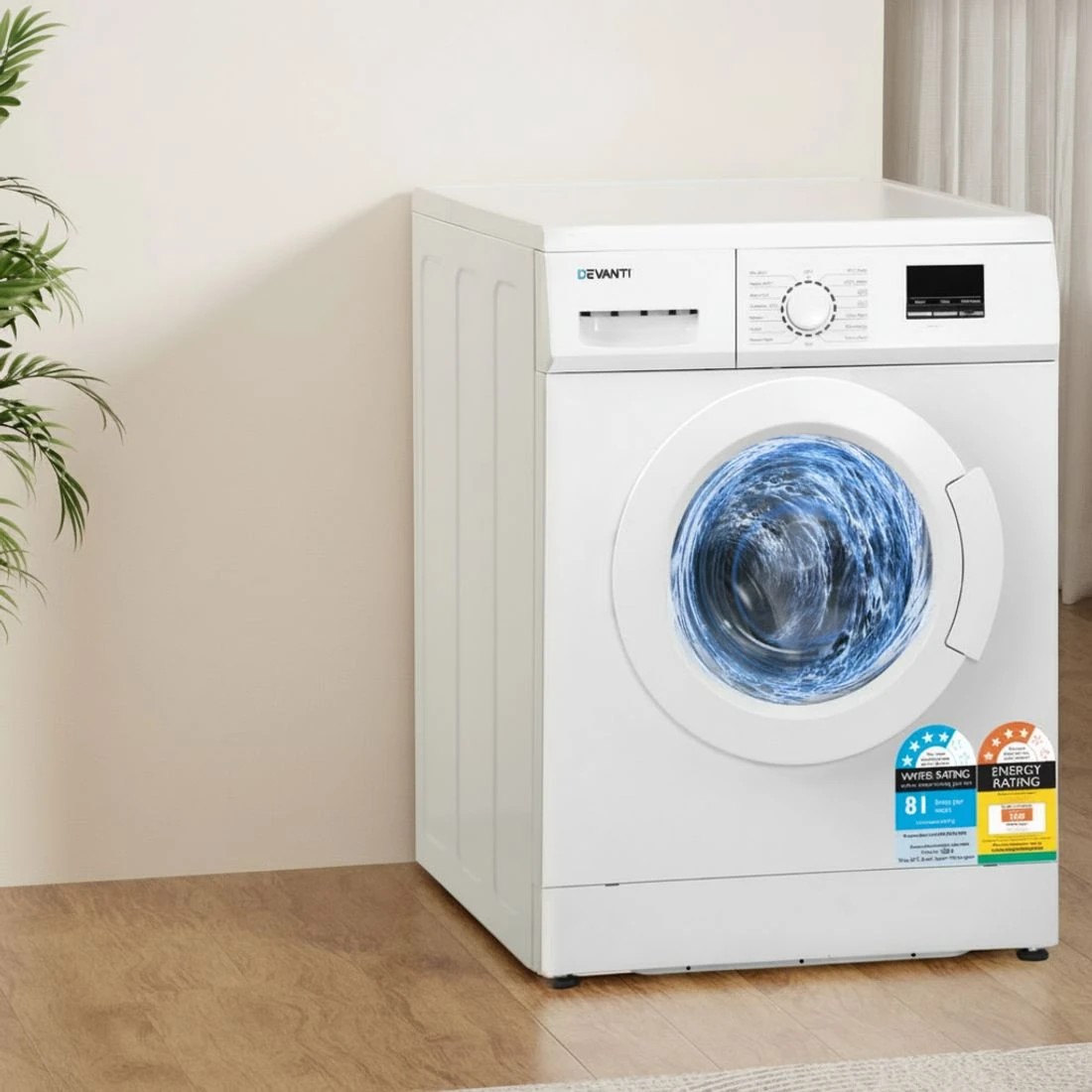 4 Devanti 8kg Front Load Washing Machine - White, 4 of 6