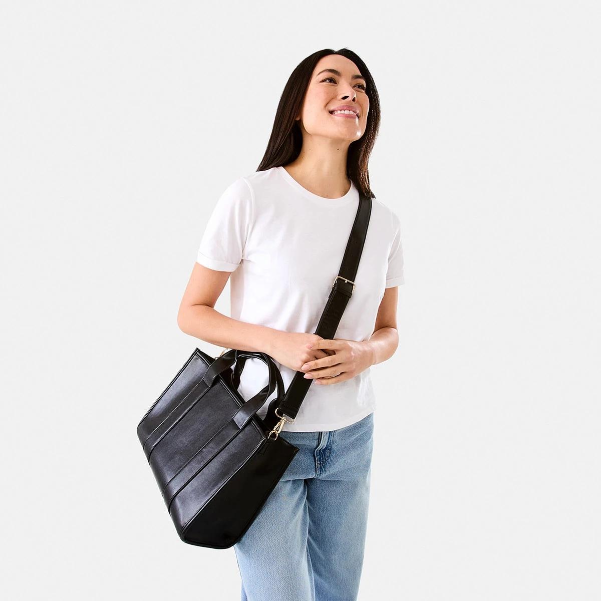 6 Large City Tote Bag Black, 6 of 8