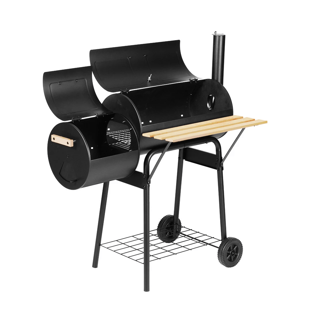 1 Grillz BBQ Grill 2-In-1 Offset Smoker - Black, 1 of 7