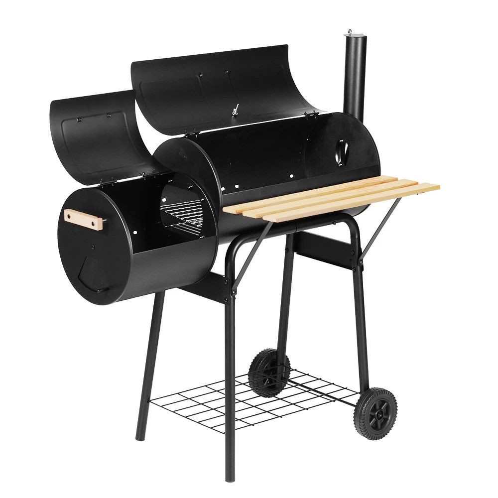 1 Grillz BBQ Grill 2-In-1 Offset Smoker - Black, 1 of 8