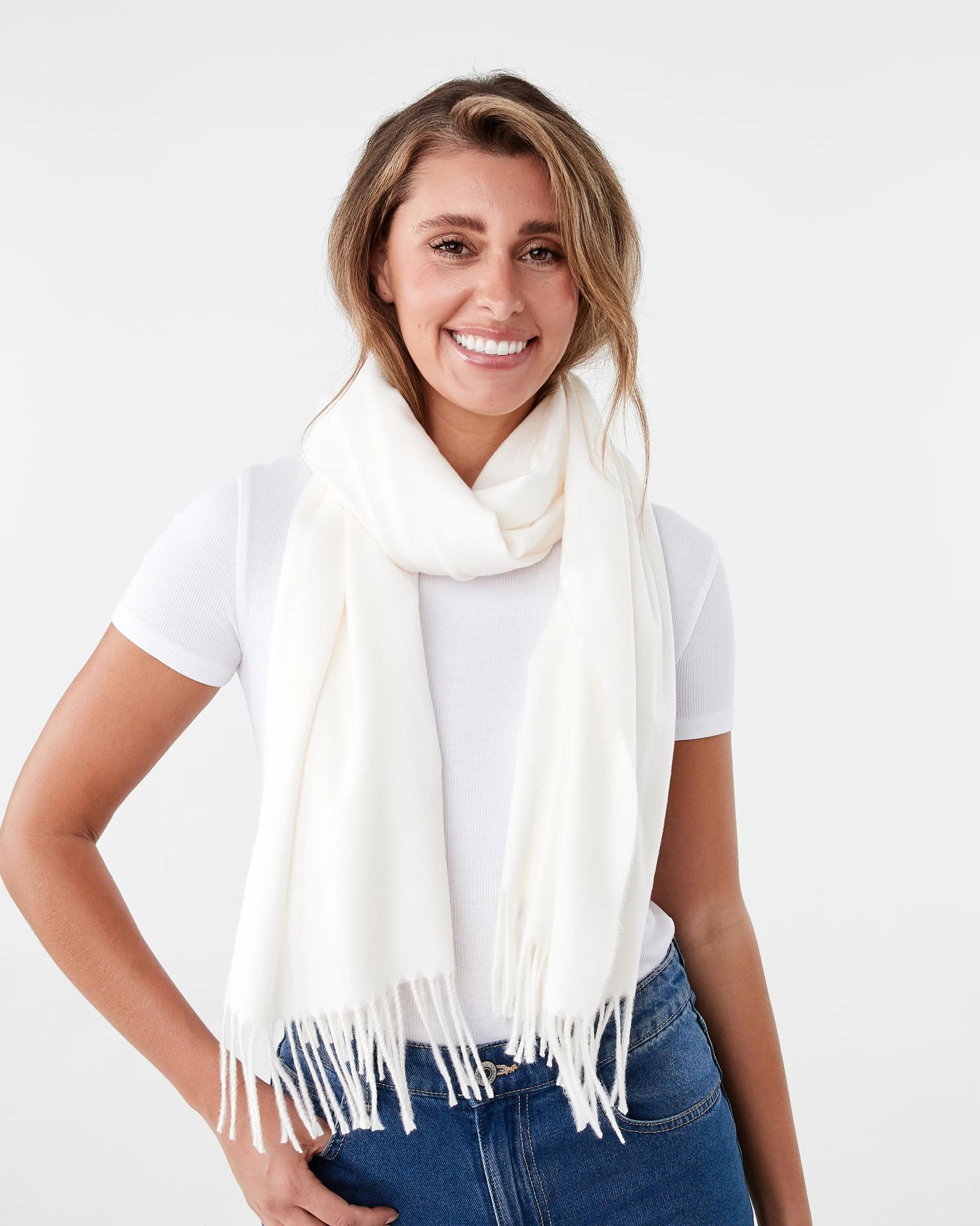 3 Brushed Wrap Scarf Cld White, 3 of 3