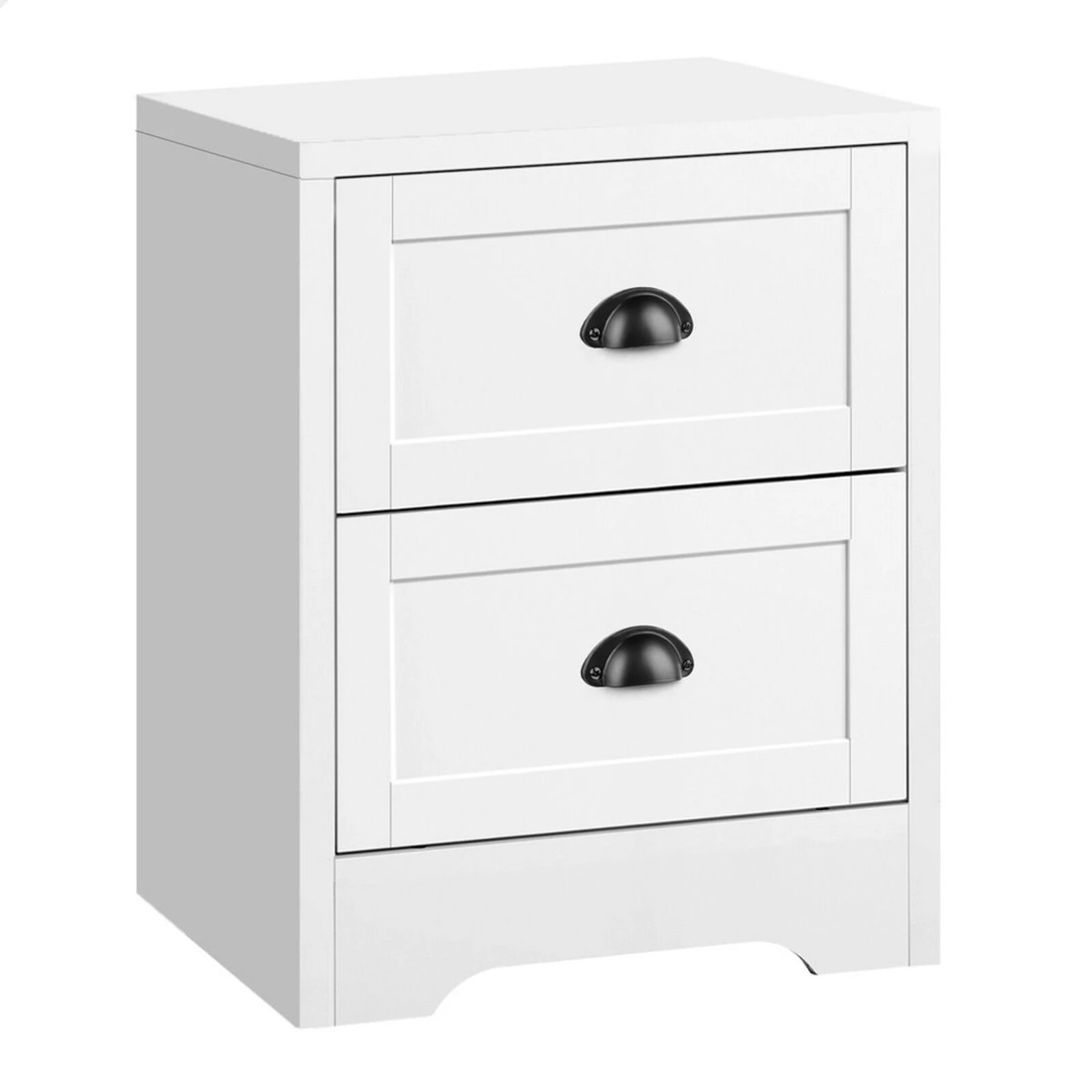 1 Alfordson Bedside Table Hamptons Nightstand Storage Side End Cabinet - White, 1 of 10