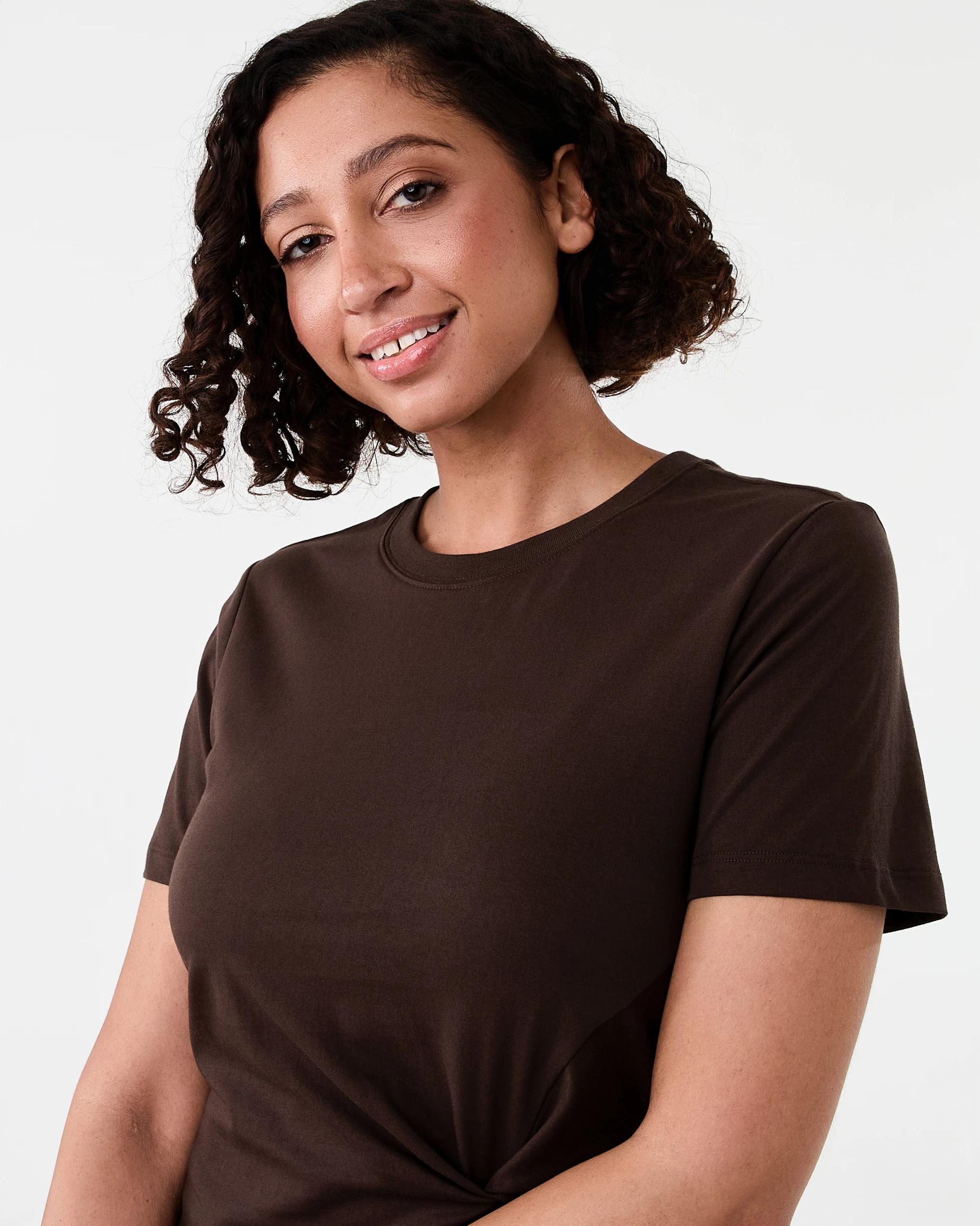 4 Short Sleeve Knot Detail T-shirt Melt Brown, 4 of 6