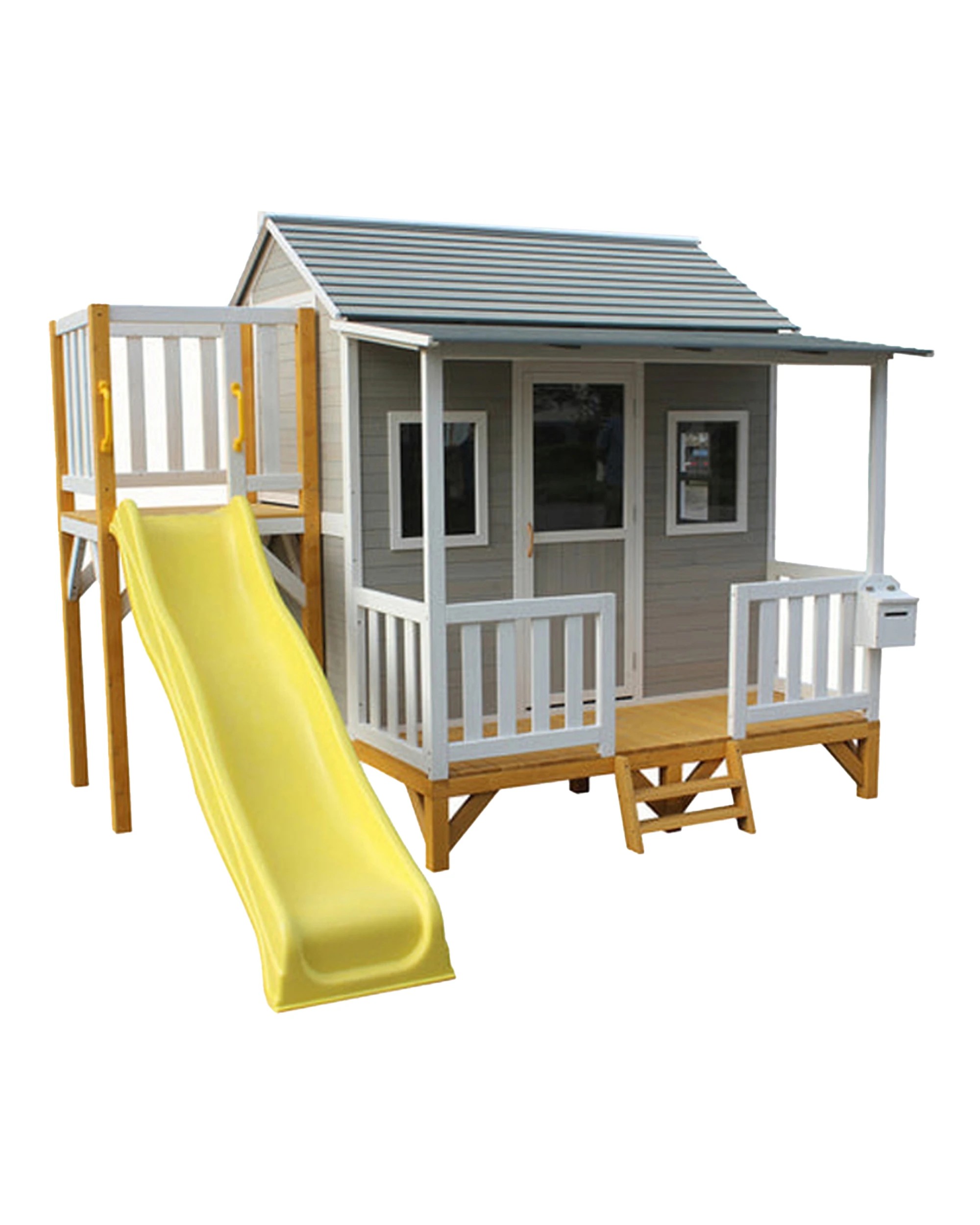 1 KIDZSHACK Delightful Shack Kids Wooden Cubby House Slide 3y+ - Yellow, 1 of 3