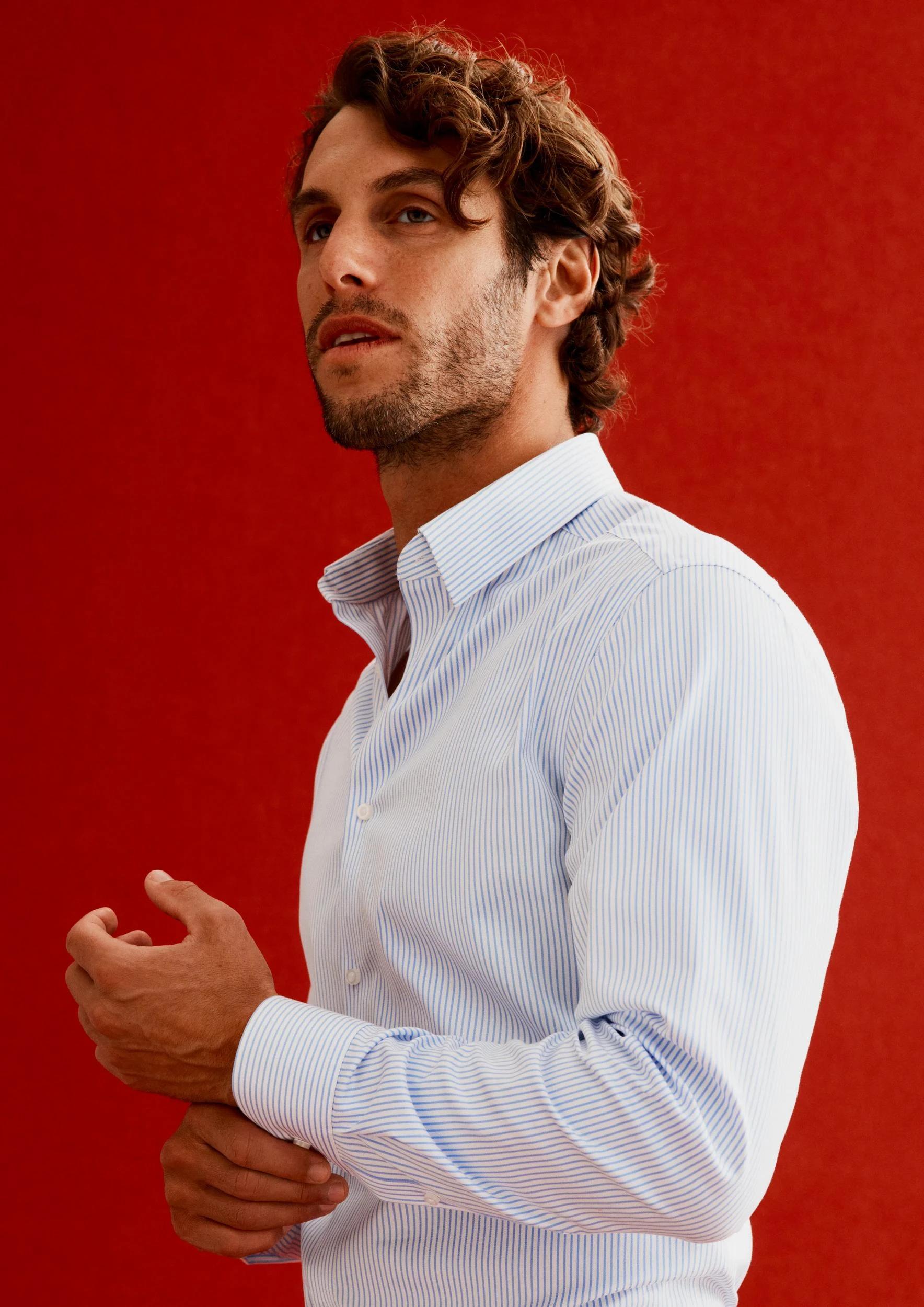6 Preview Non Iron Long Sleeve Business Shirt BLUE / STRIPE, 6 of 9