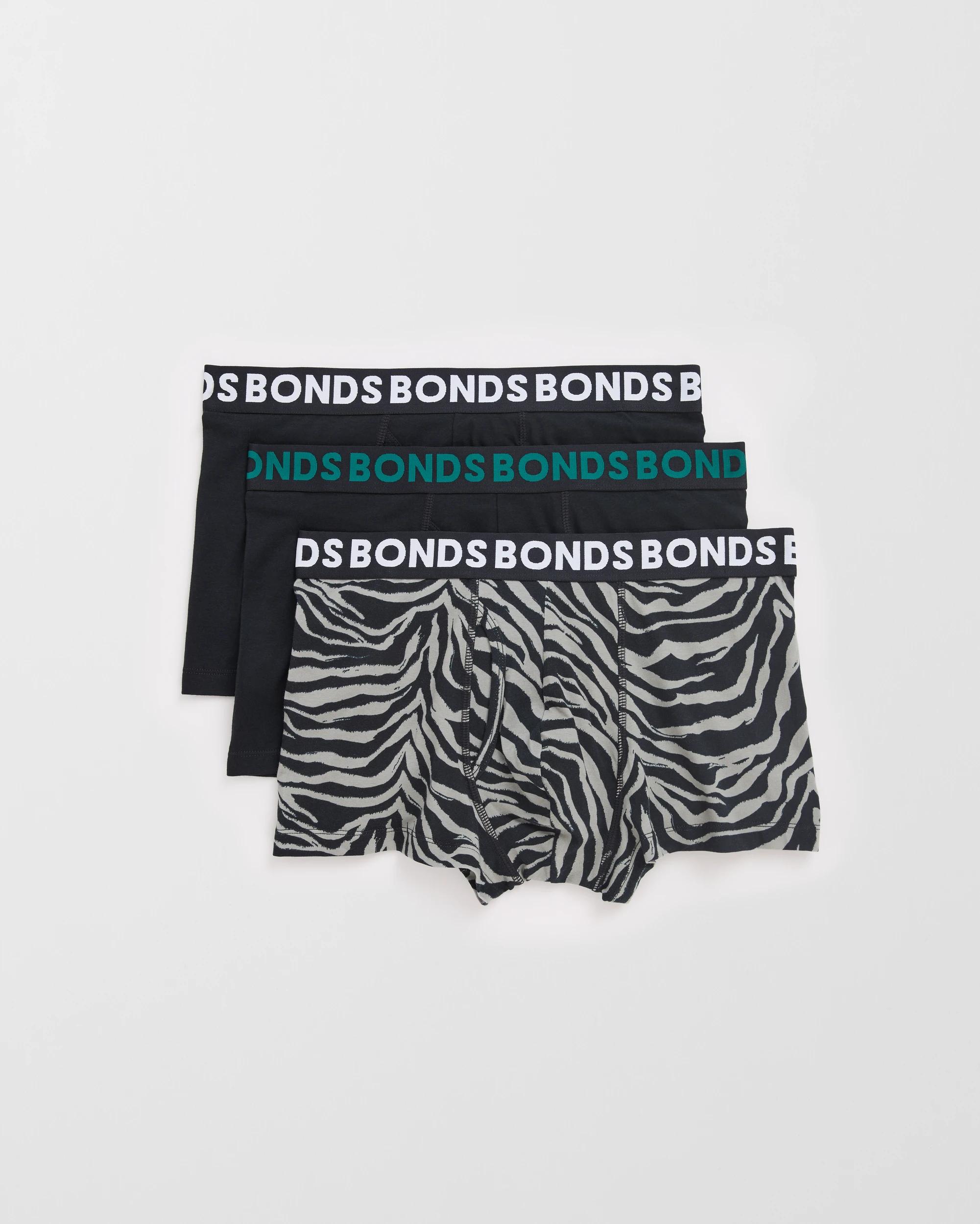 1 Bonds 3 Pack Everyday Trunks ZEBRA/BLACK/NAVY BLUE, 1 of 4