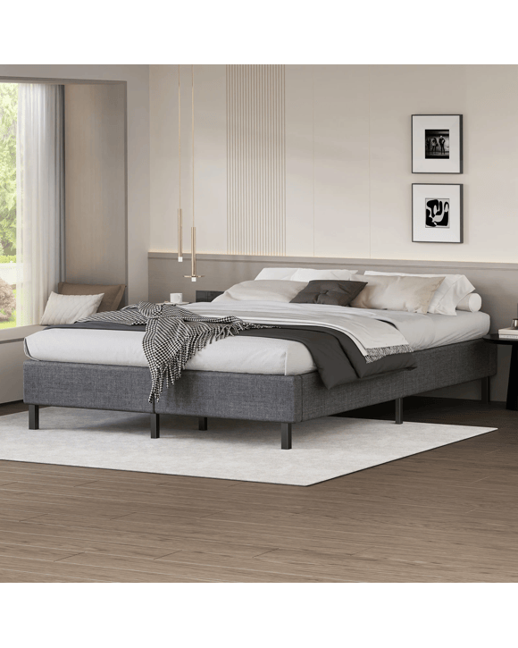 Alfordson Bed Frame Double Size Mattress Base Foundation Fabric Basel - Grey