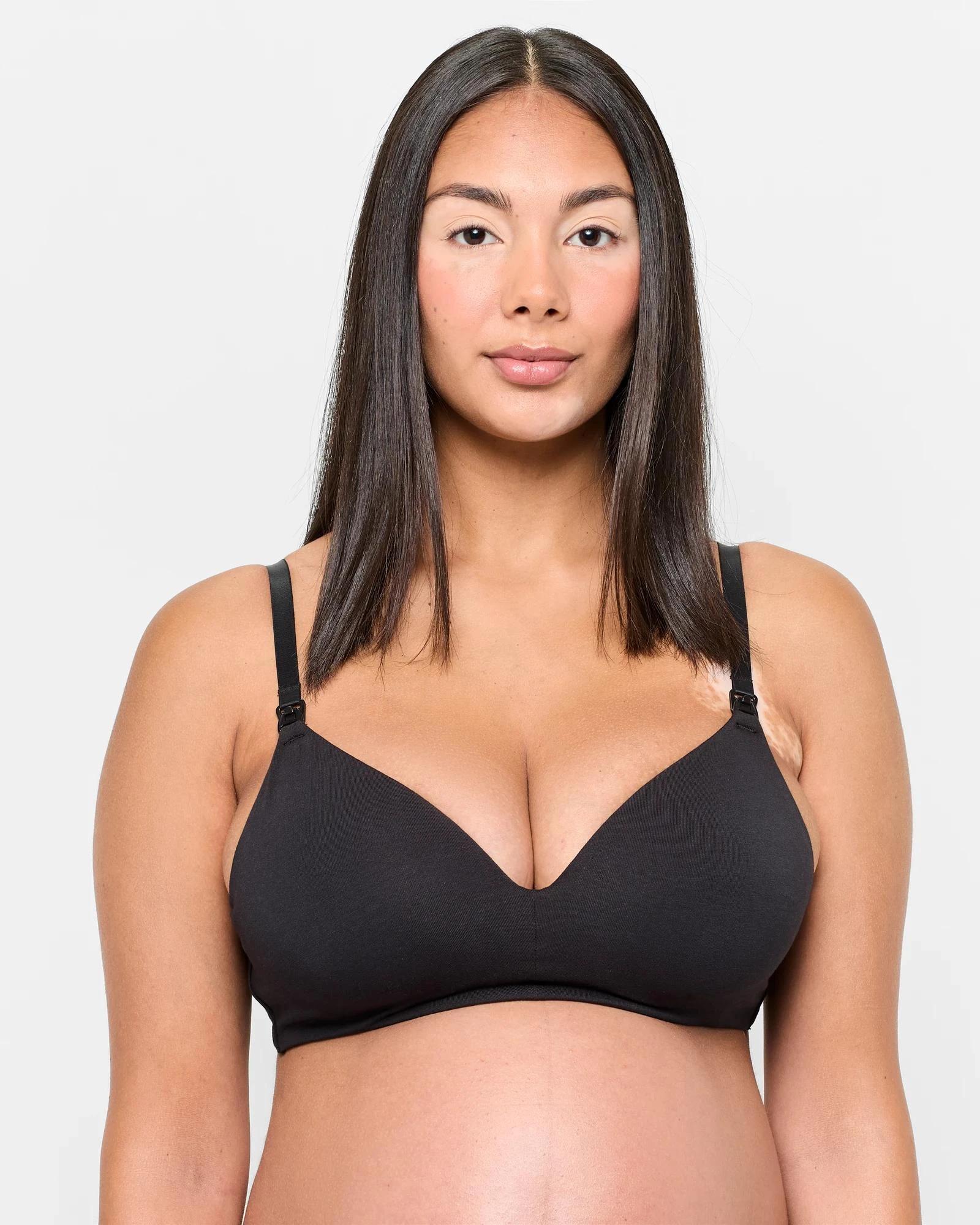 2 Target Maternity Organic Cotton 2 Pack Wirefree T-Shirt Bras BLACK/BARE BEAUTY, 2 of 5