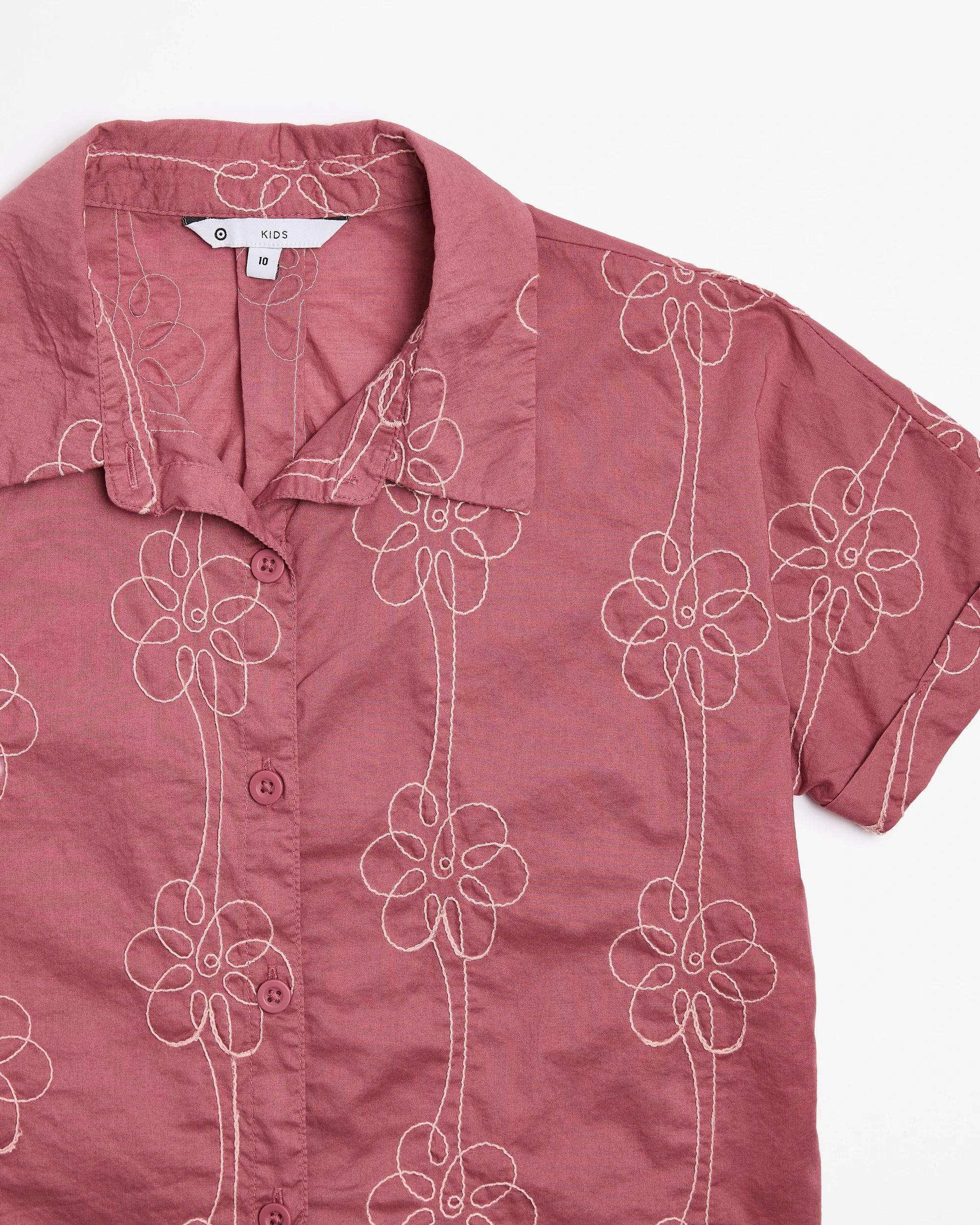 5 Target Australian Cotton Embroidered Short Sleeve Shirt PURPLE, 5 of 5