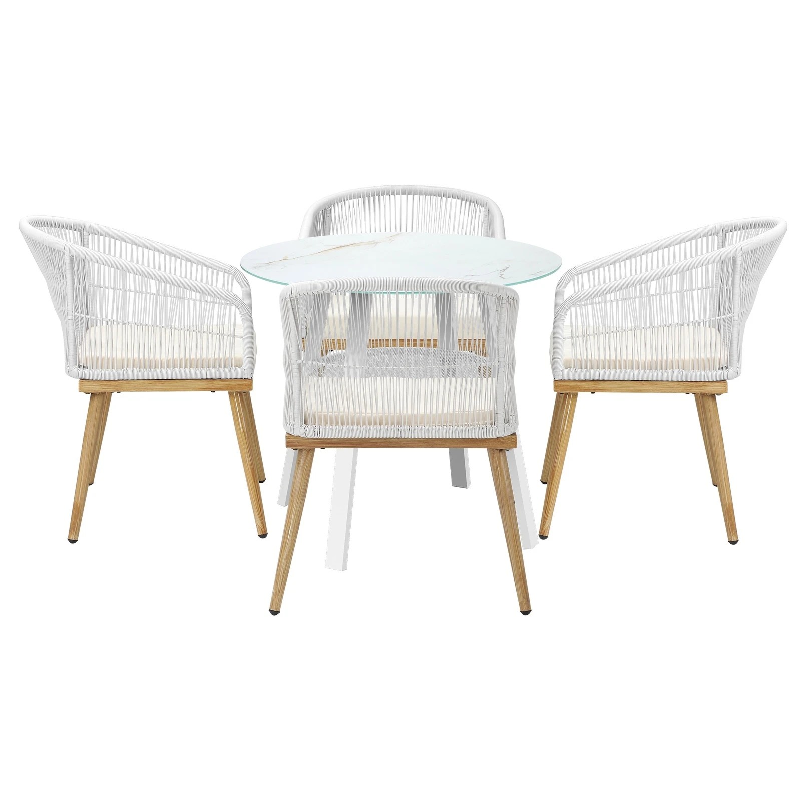 5 Livsip 5pcs Outdoor Dining Setting Table W/ Storage Shelf Patio Furniture Set
 - Multi, 5 of 7