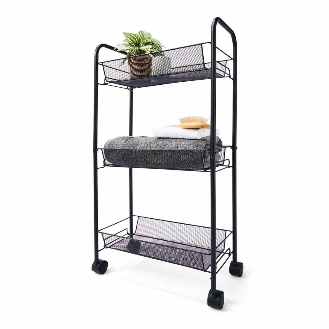 1 Slim Line Metal Trolley Black, 1 of 8