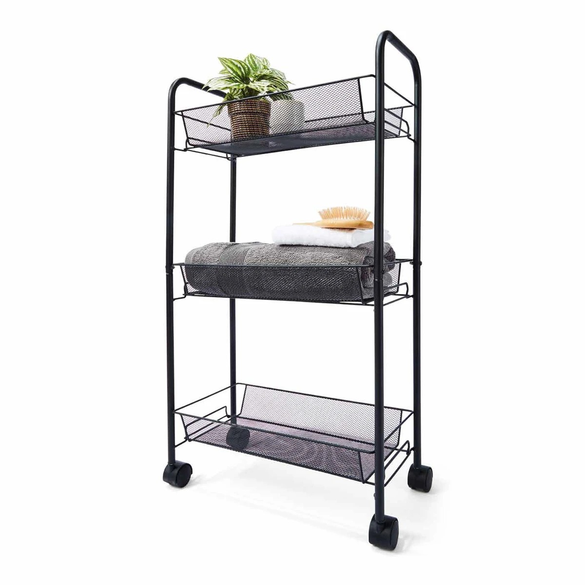 1 Slim Line Metal Trolley Black, 1 of 8