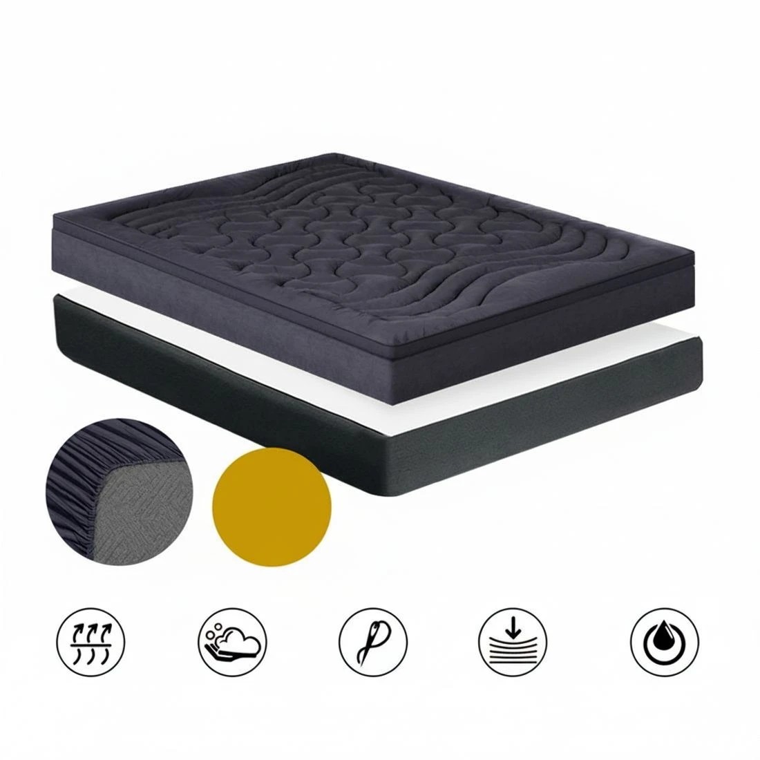 6 Giselle Bedding Mattress Topper Pillowtop 3 - Single Bed - Grey, 6 of 7