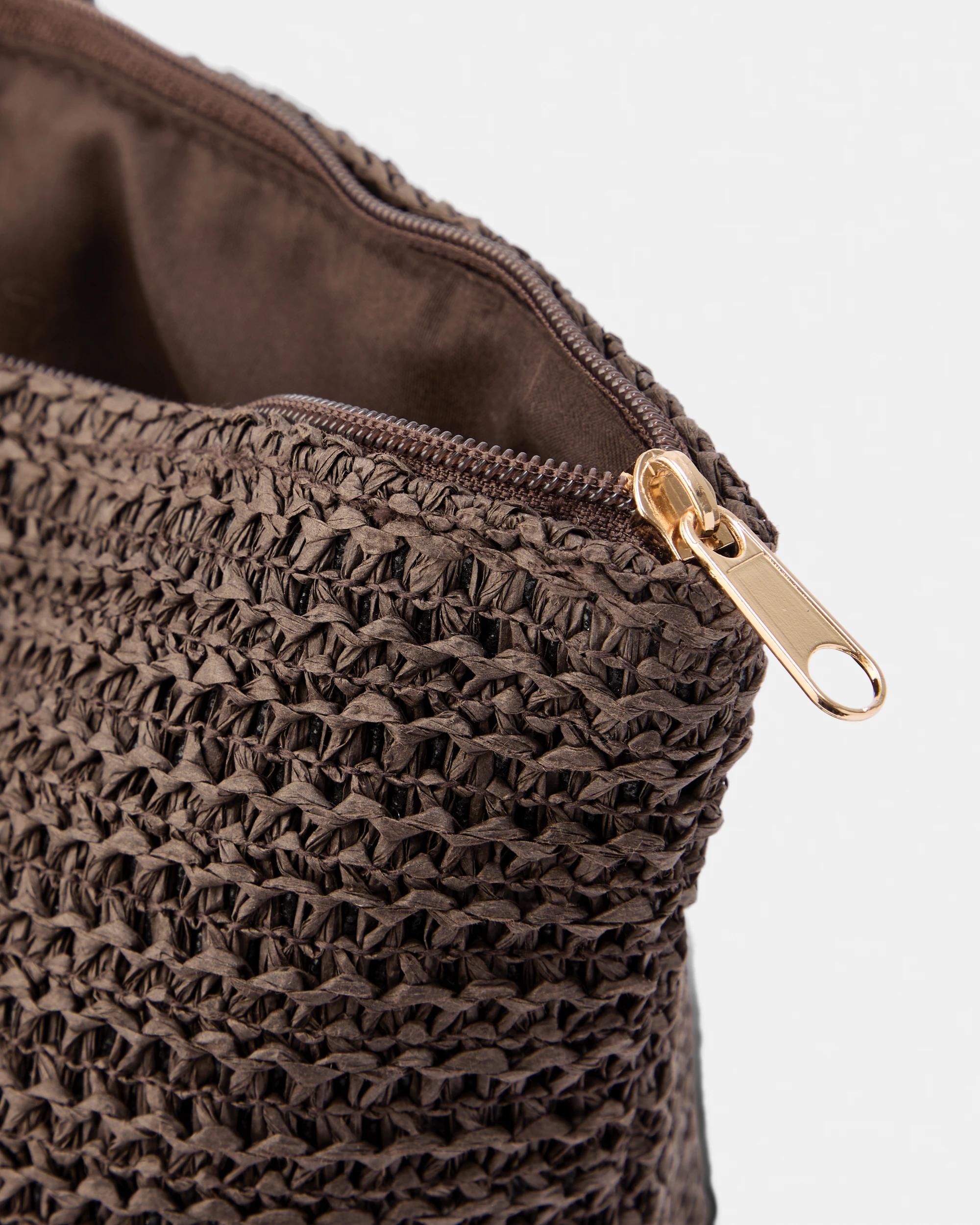 4 Large Woven Tote Bag Chocolate, 4 of 5