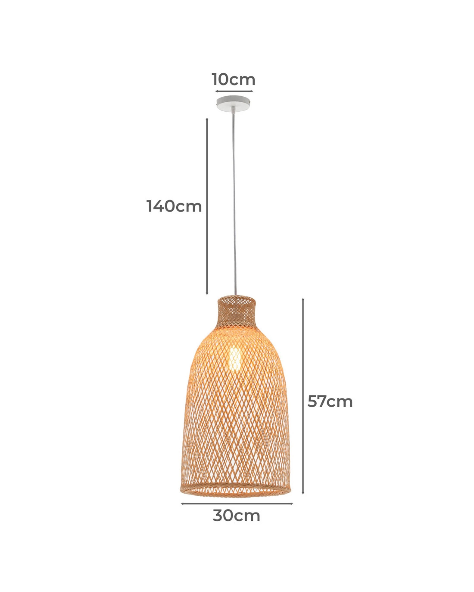 6 BR Home Natural Woven Bamboo Cone Pendant Lamp Hanging Light Bell Shade Boho, 6 of 6
