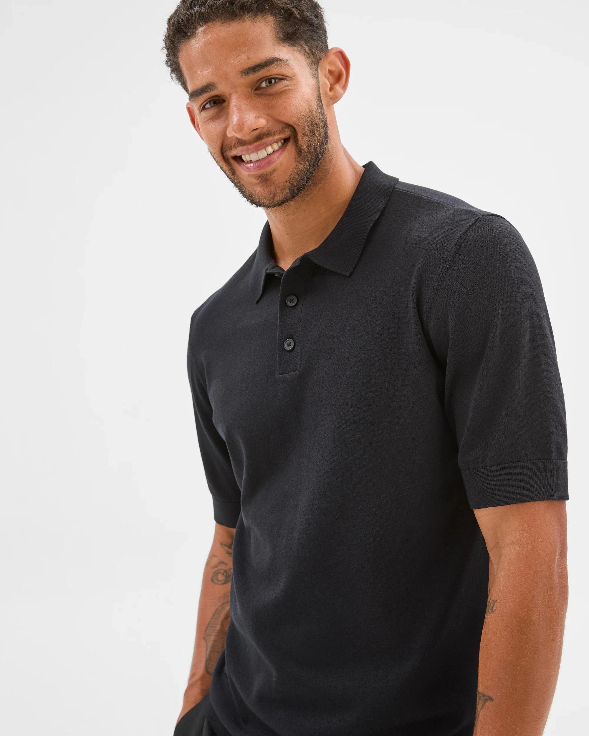 4 Preview Knit Polo Top BLACK, 4 of 6