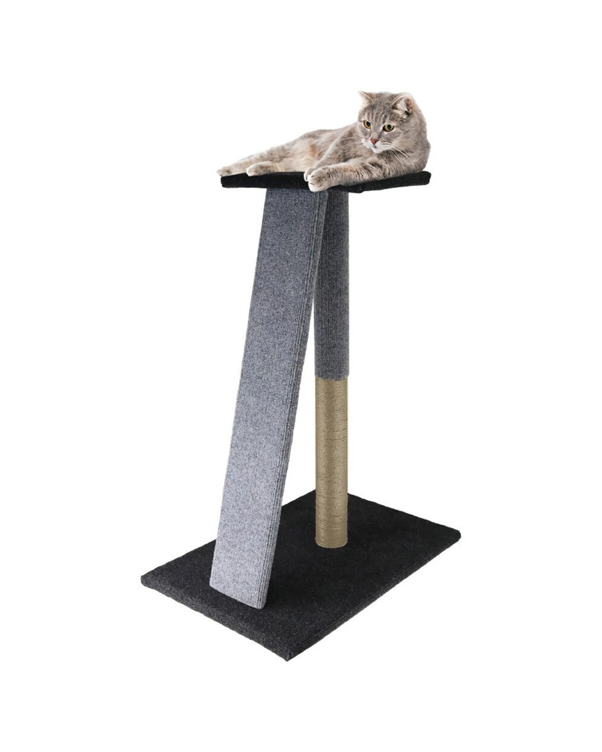 2 Paws And Claws Catsby 82cm Angled Scratching Post Cat Furniture Grey, 2 of 3
