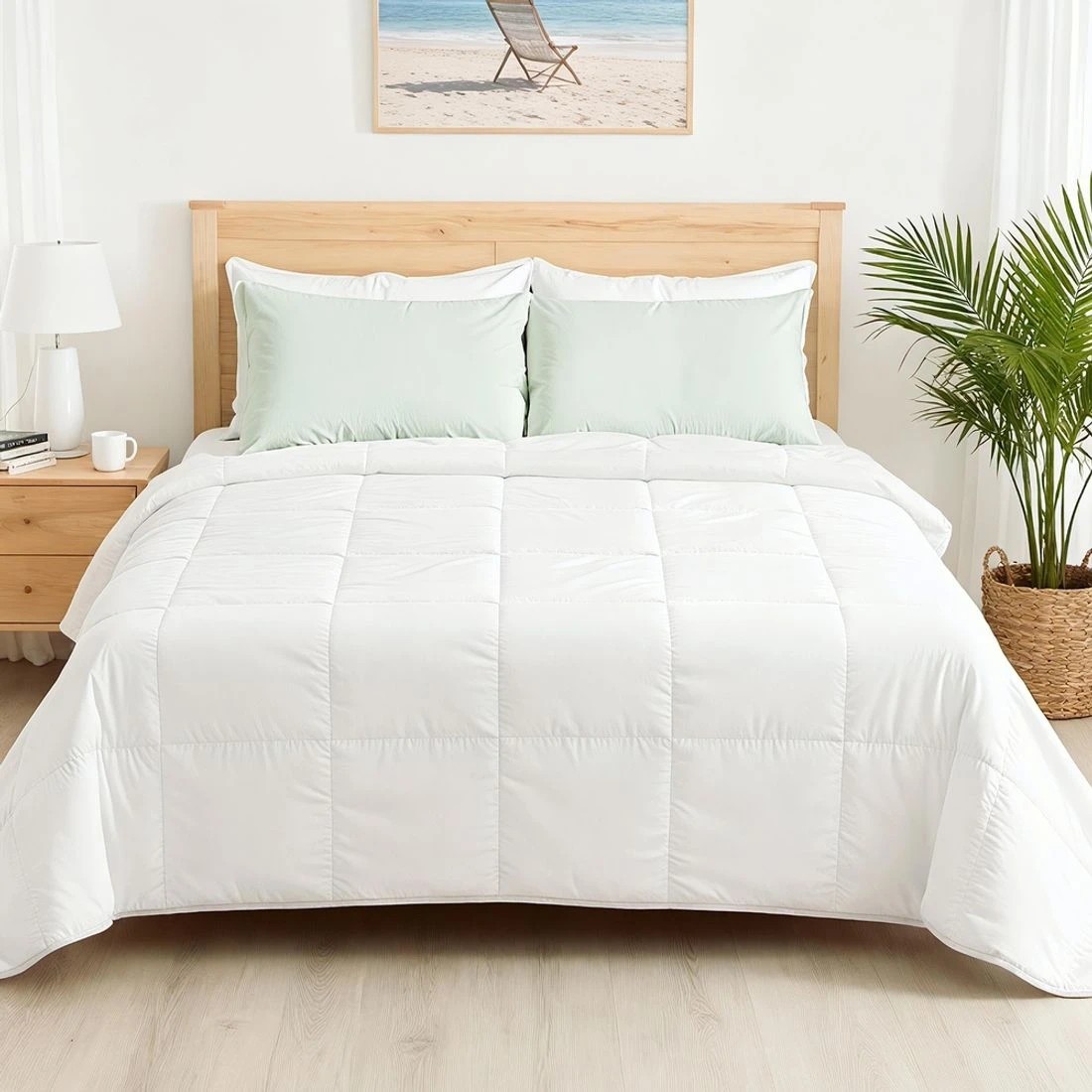 9 Giselle Bedding 200GSM Bamboo Quilt Summer Quilts All Season Doona Duvet Lightweight - Super King Bed - White, 9 of 9
