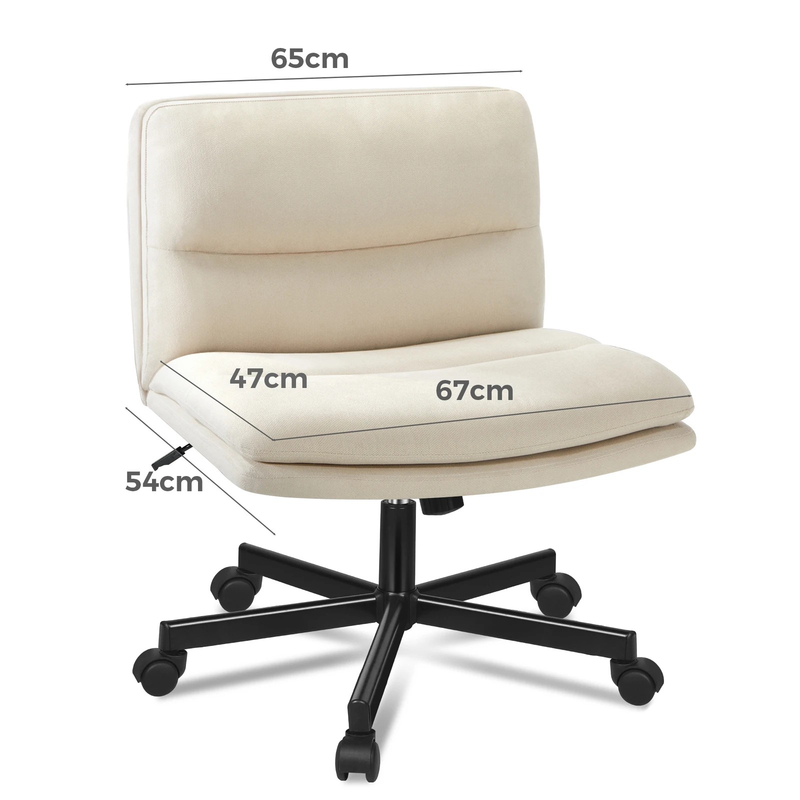 6 Alfordson Desk Chair Office Computer Armless Wide Seat Mid Back Fabric - Beige, 6 of 7