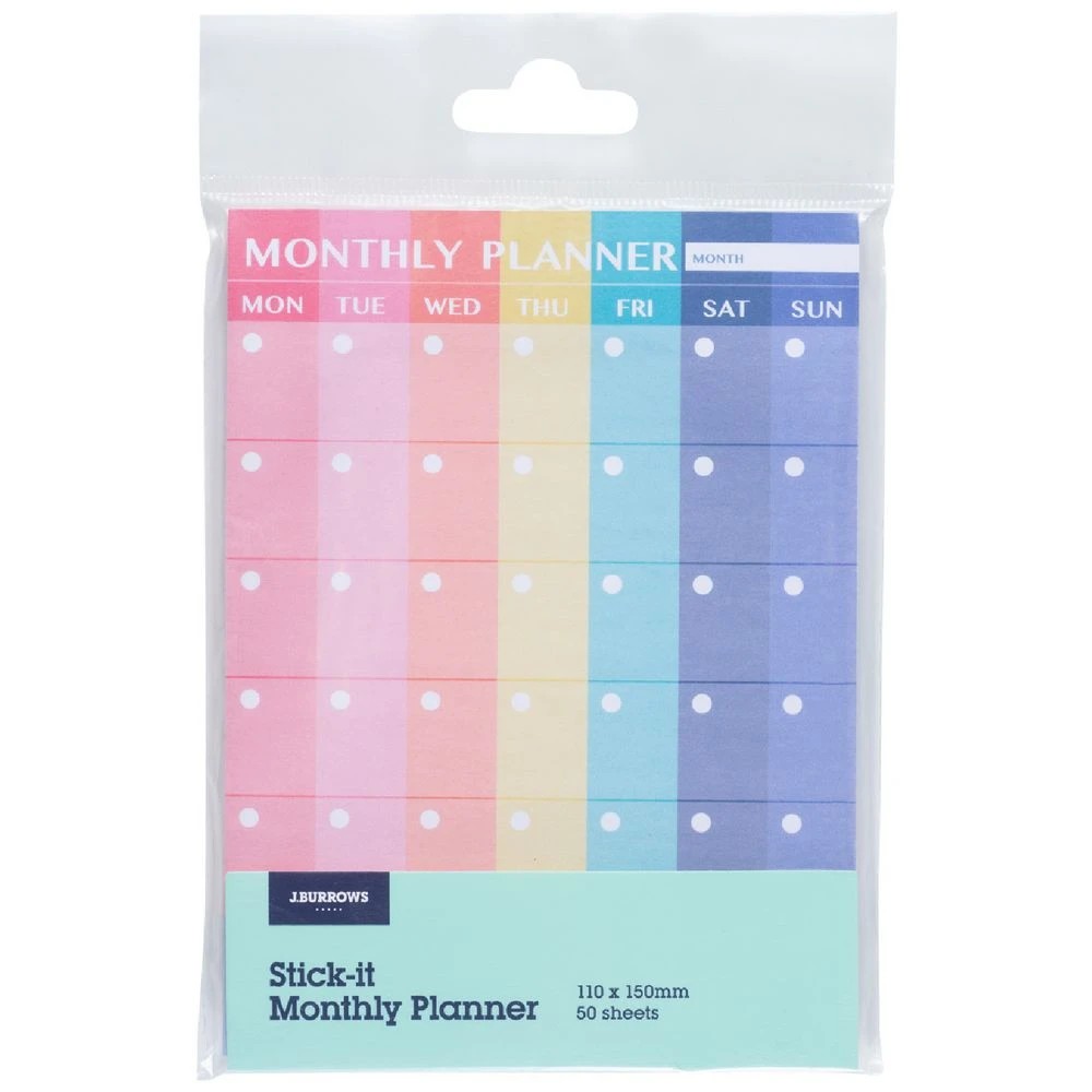 1 J.Burrows Stick-it Monthly Planner 110x150mm 50 Sheets, 1 of 3