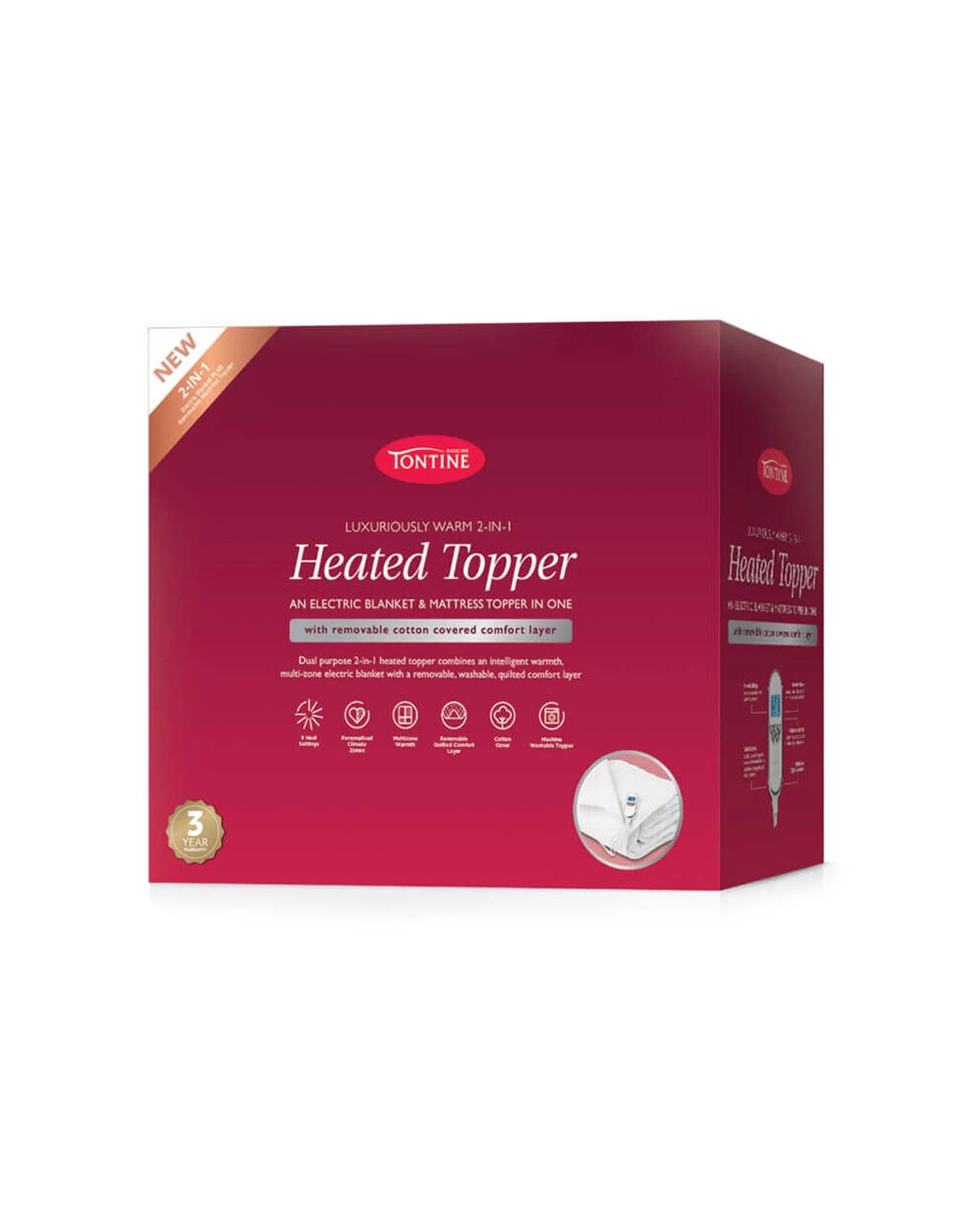 2 Tontine King Luxuriously Warm 2in1 Heated Topper Electric Blanket - White, 2 of 4